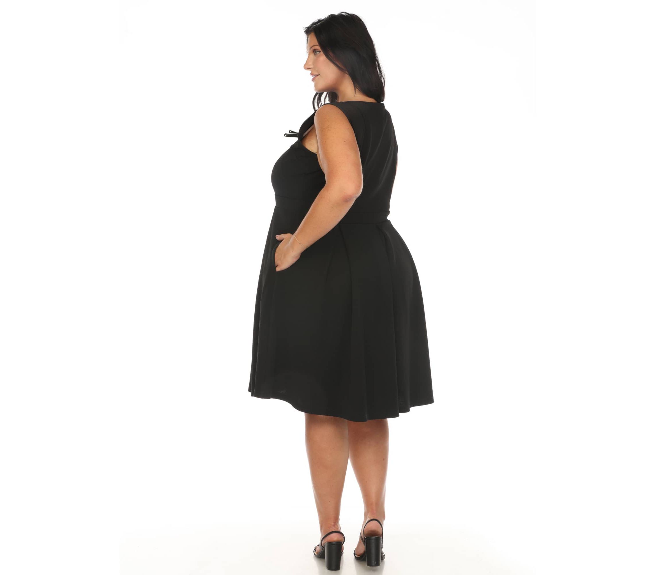 Plus Size Solid Fit and Flare Dress
