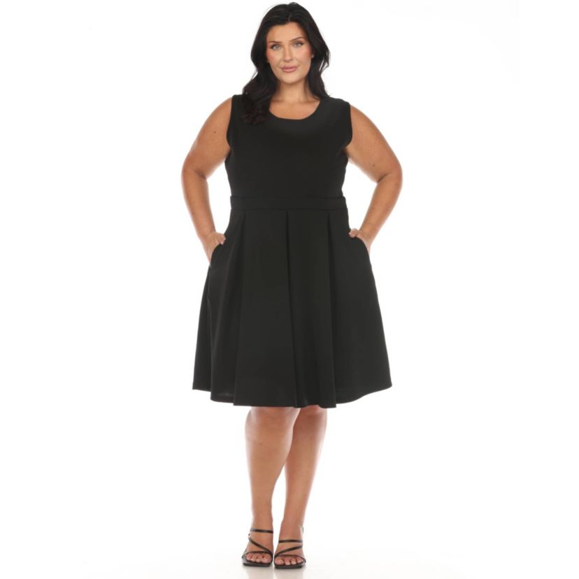 Plus Size Solid Fit and Flare Dress