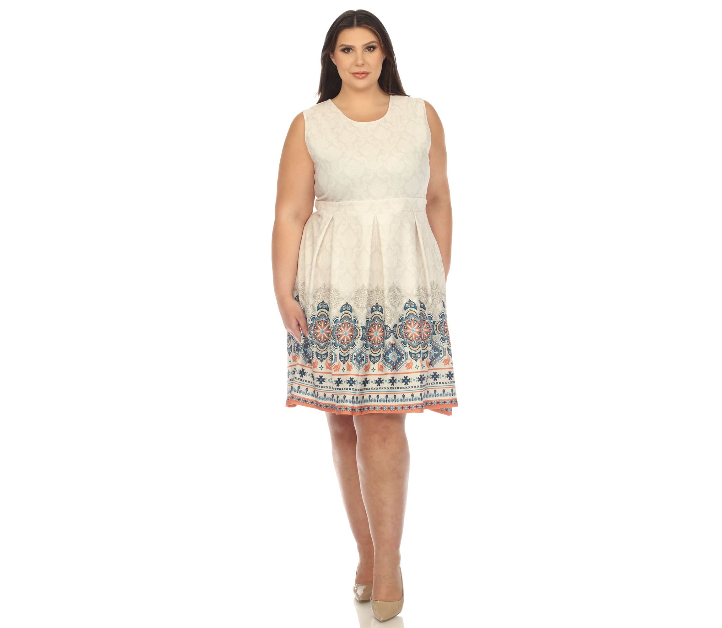Plus Size Fit and Flare Knee Length Dress