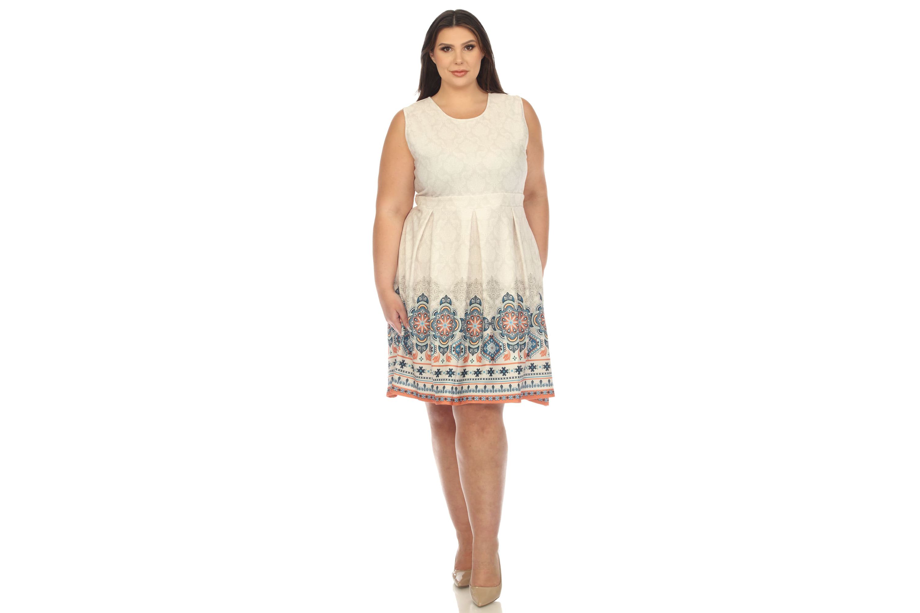 Plus Size Fit and Flare Knee Length Dress