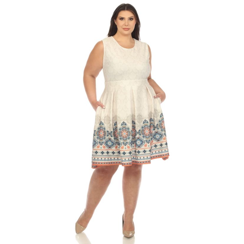 Plus Size Fit and Flare Knee Length Dress