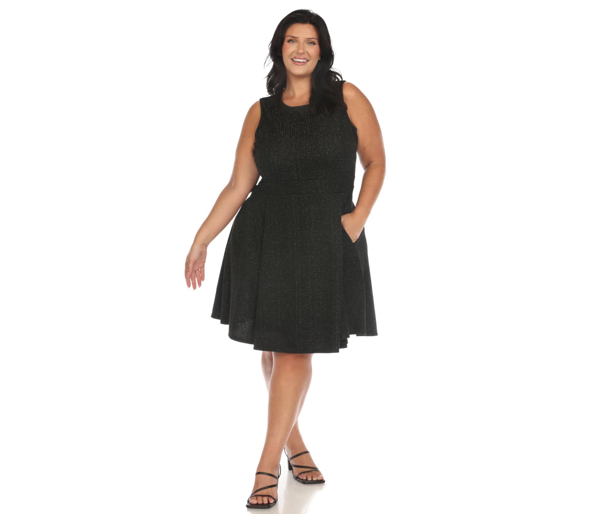 Plus Size Tweed Fit & Flare Dress
