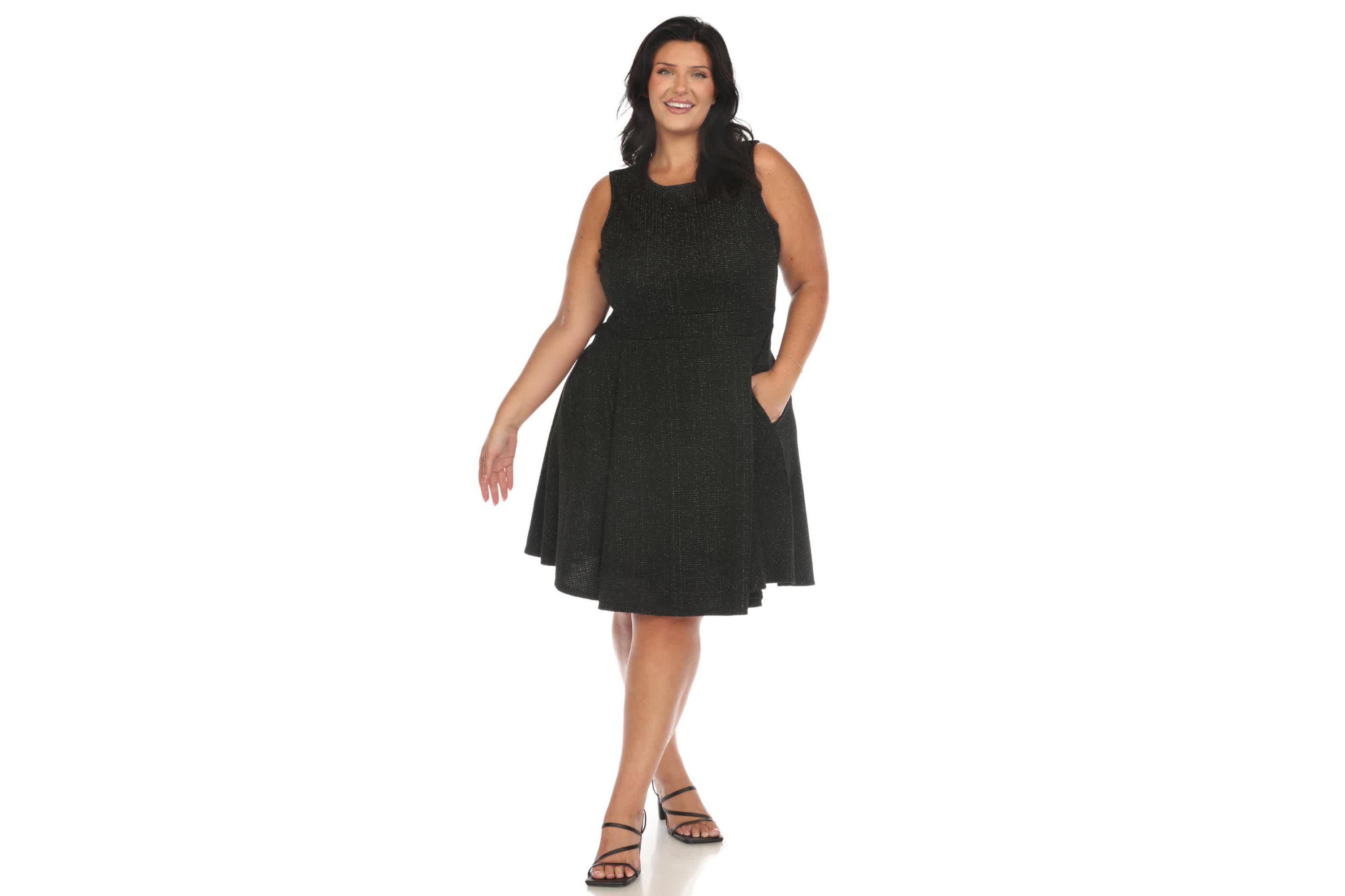 Plus Size Tweed Fit & Flare Dress