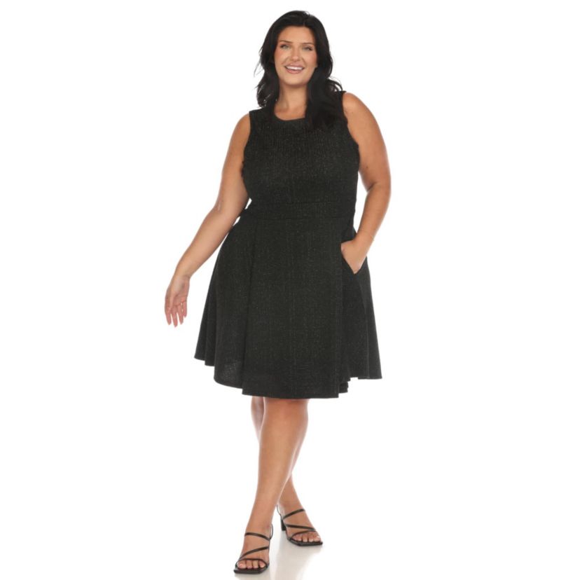 Plus Size Tweed Fit & Flare Dress