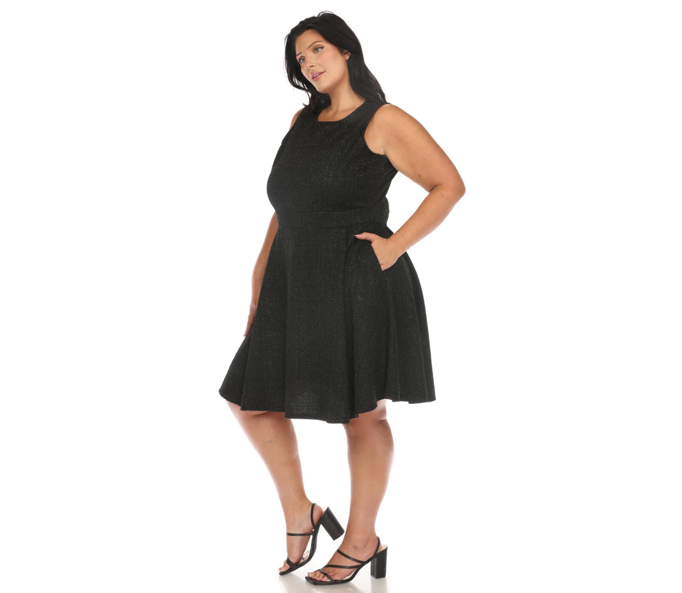 Plus Size Tweed Fit & Flare Dress