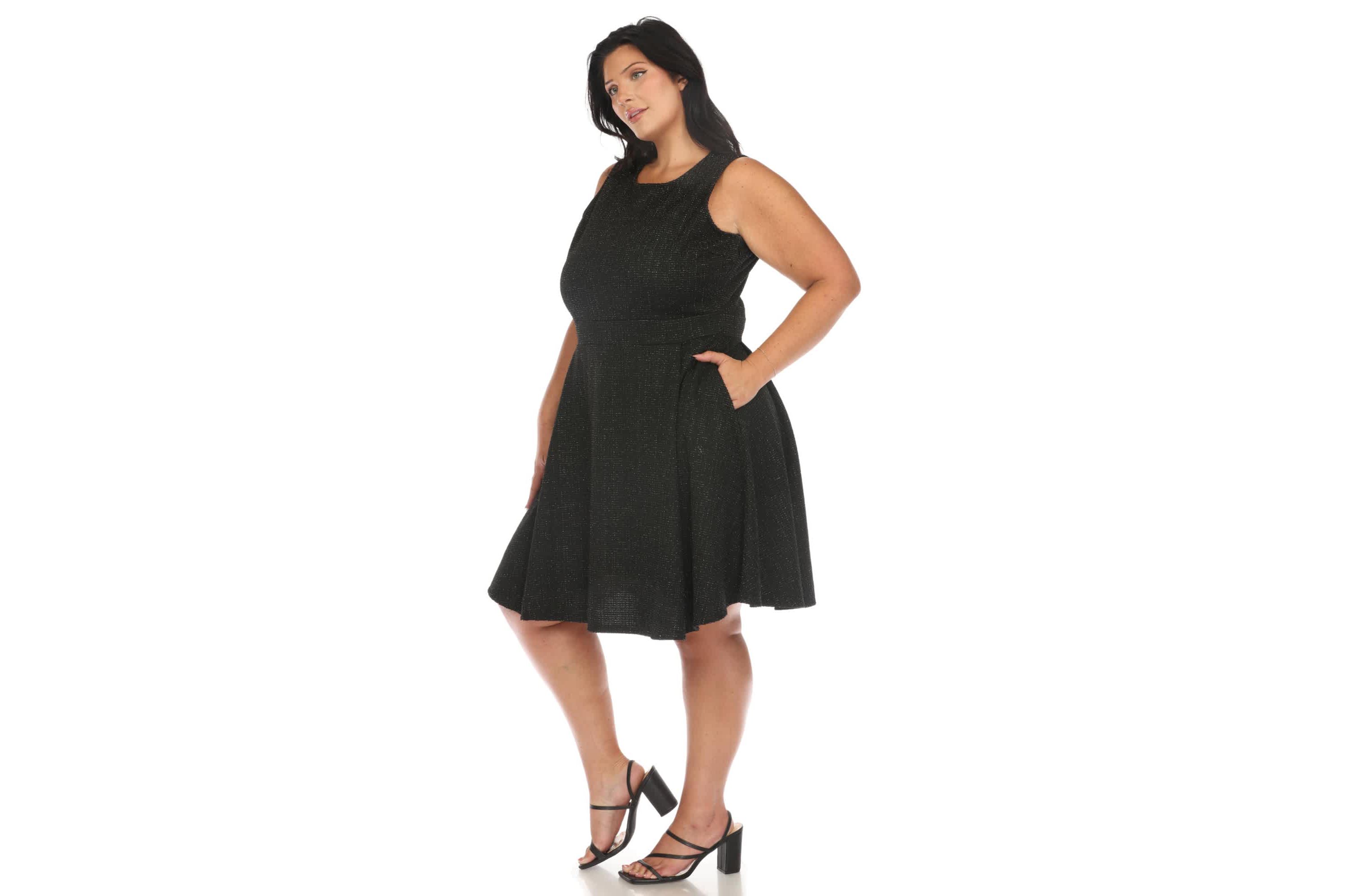 Plus Size Tweed Fit & Flare Dress