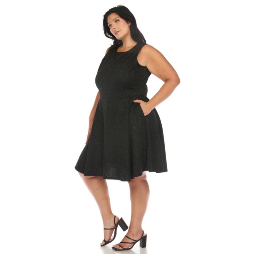 Plus Size Tweed Fit & Flare Dress