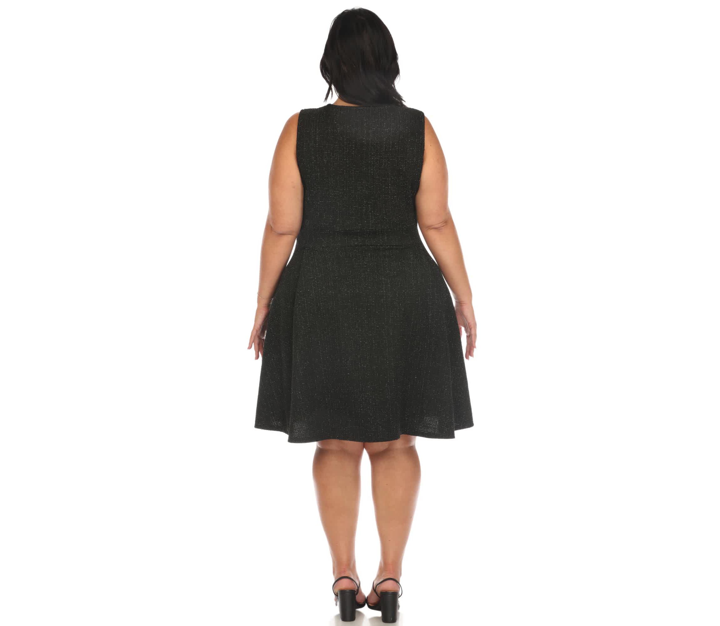 Plus Size Tweed Fit & Flare Dress