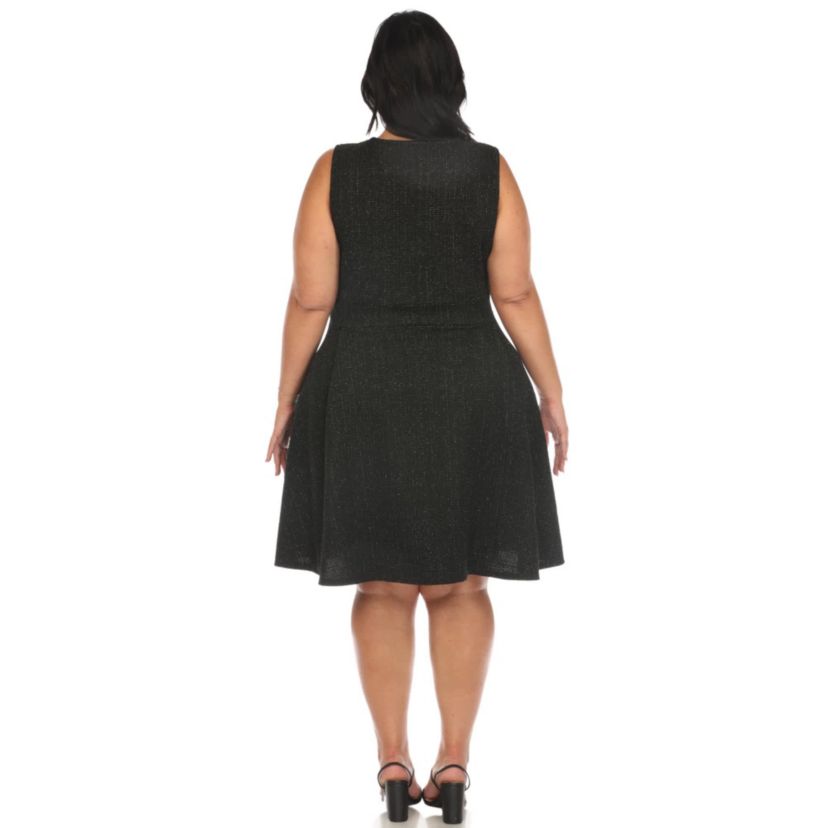 Plus Size Tweed Fit & Flare Dress