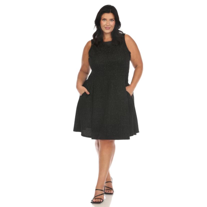 Plus Size Tweed Fit & Flare Dress