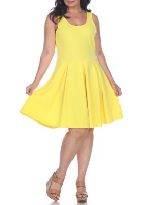 White Mark Women's Plus Size Crystal Dress, Yellow, 3X