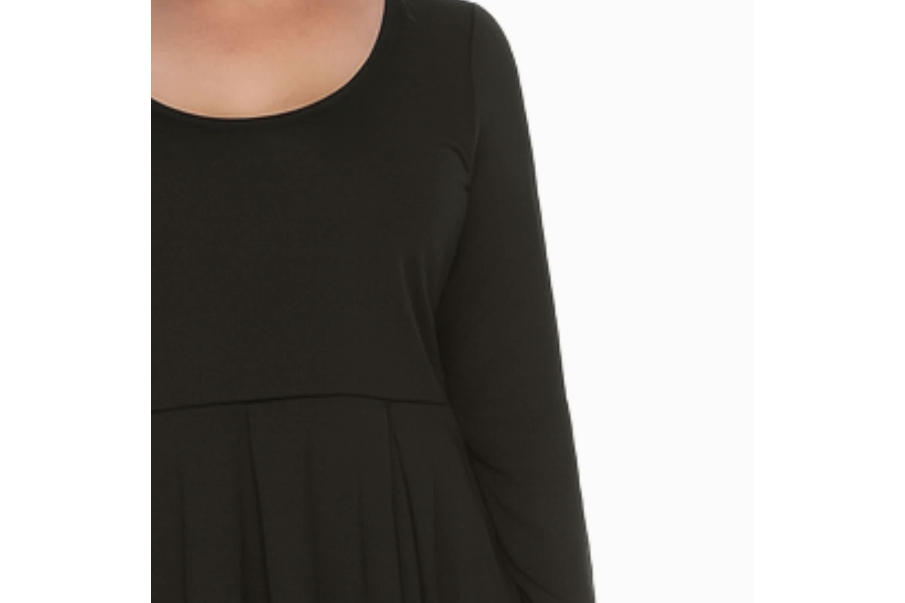 Plus Size Classic Long Sleeve Fit and Flare Dress
