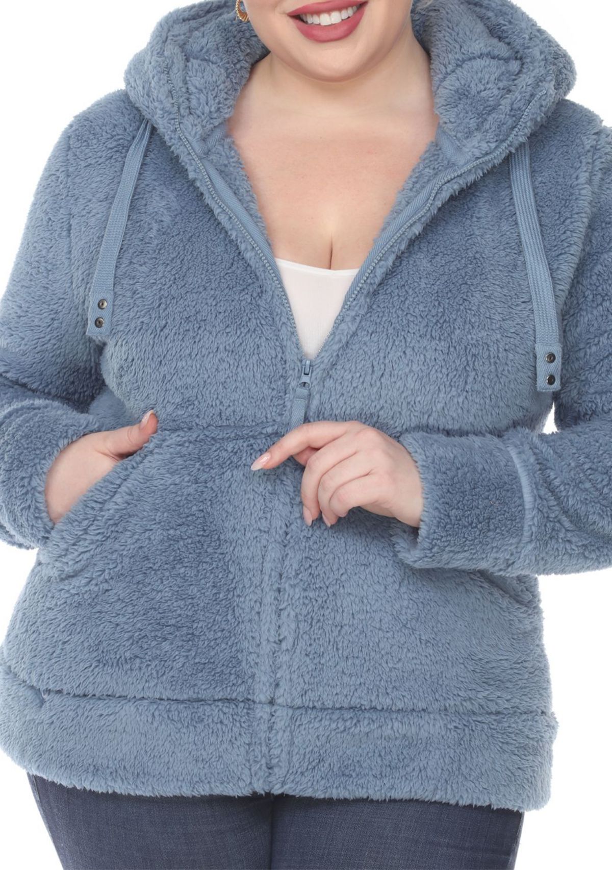 Plus Size Hooded Sherpa Jacket
