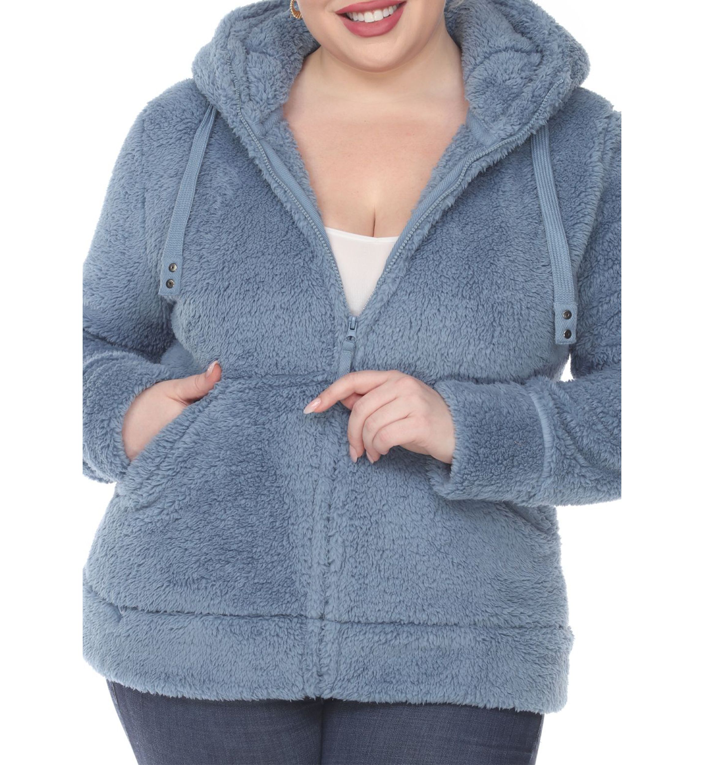 Plus Size Hooded Sherpa Jacket