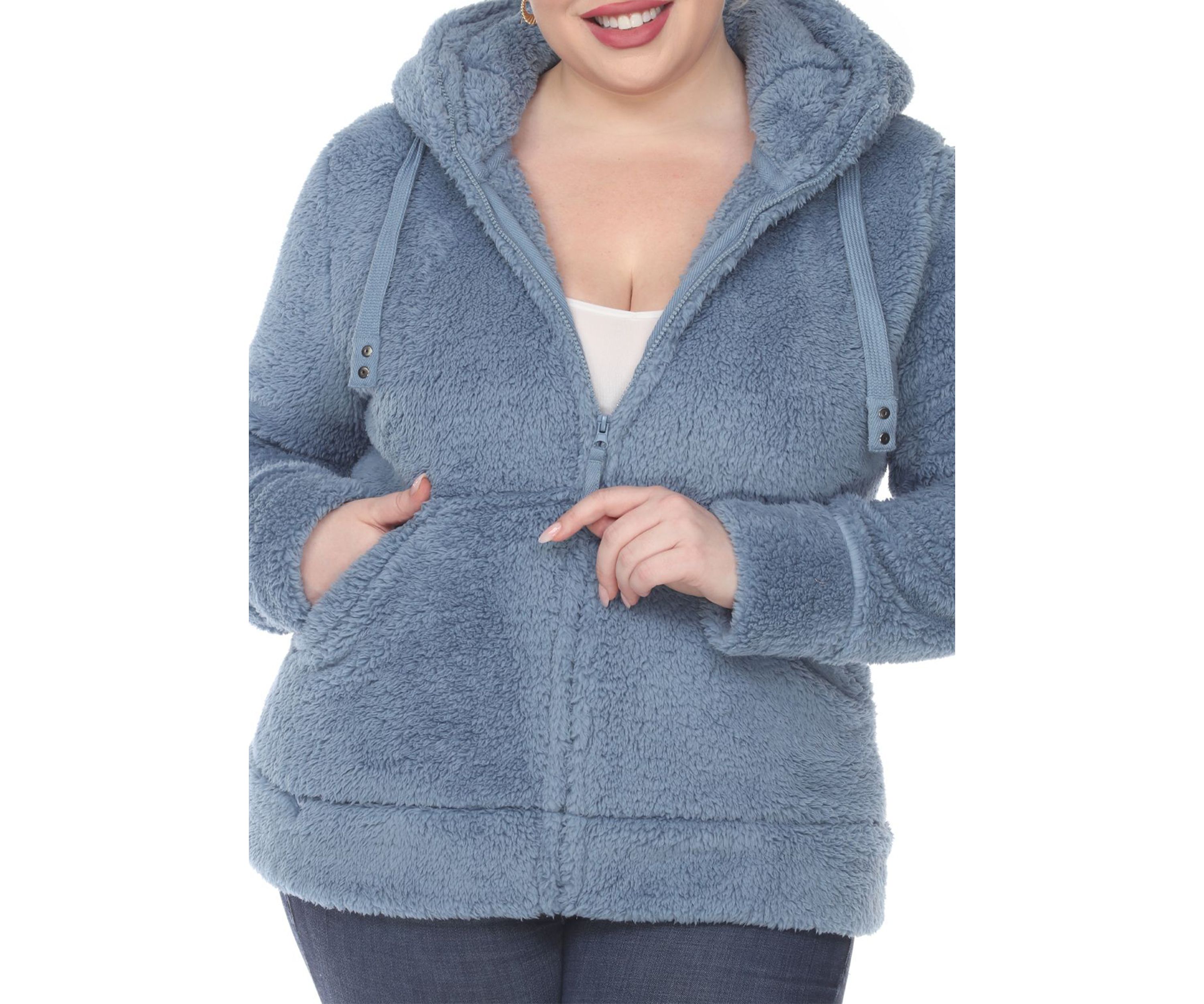 Plus Size Hooded Sherpa Jacket