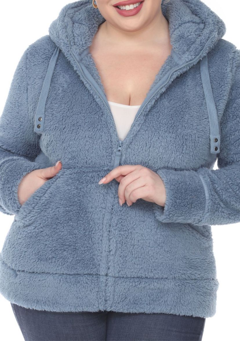 Plus Size Hooded Sherpa Jacket