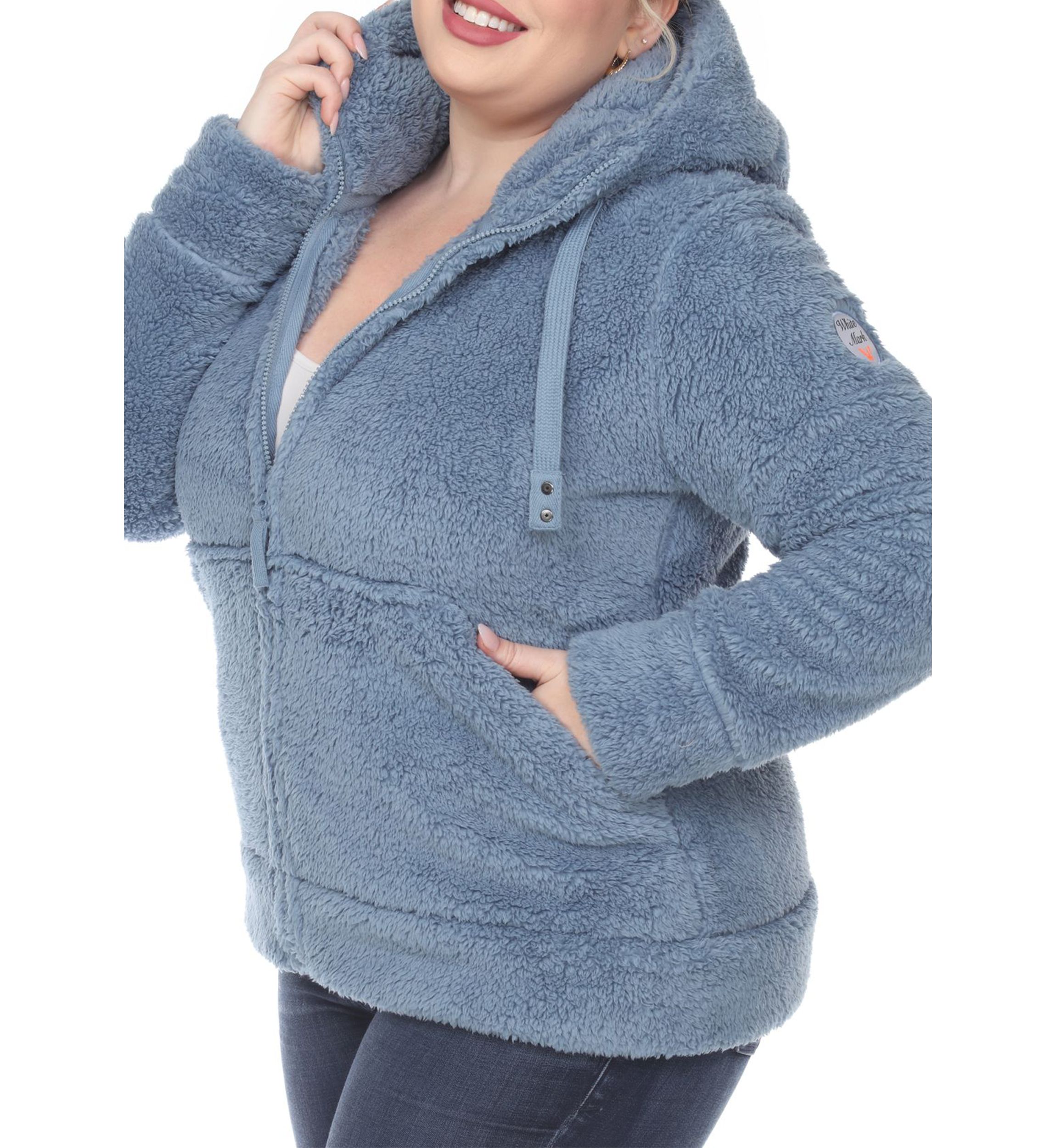 Plus Size Hooded Sherpa Jacket