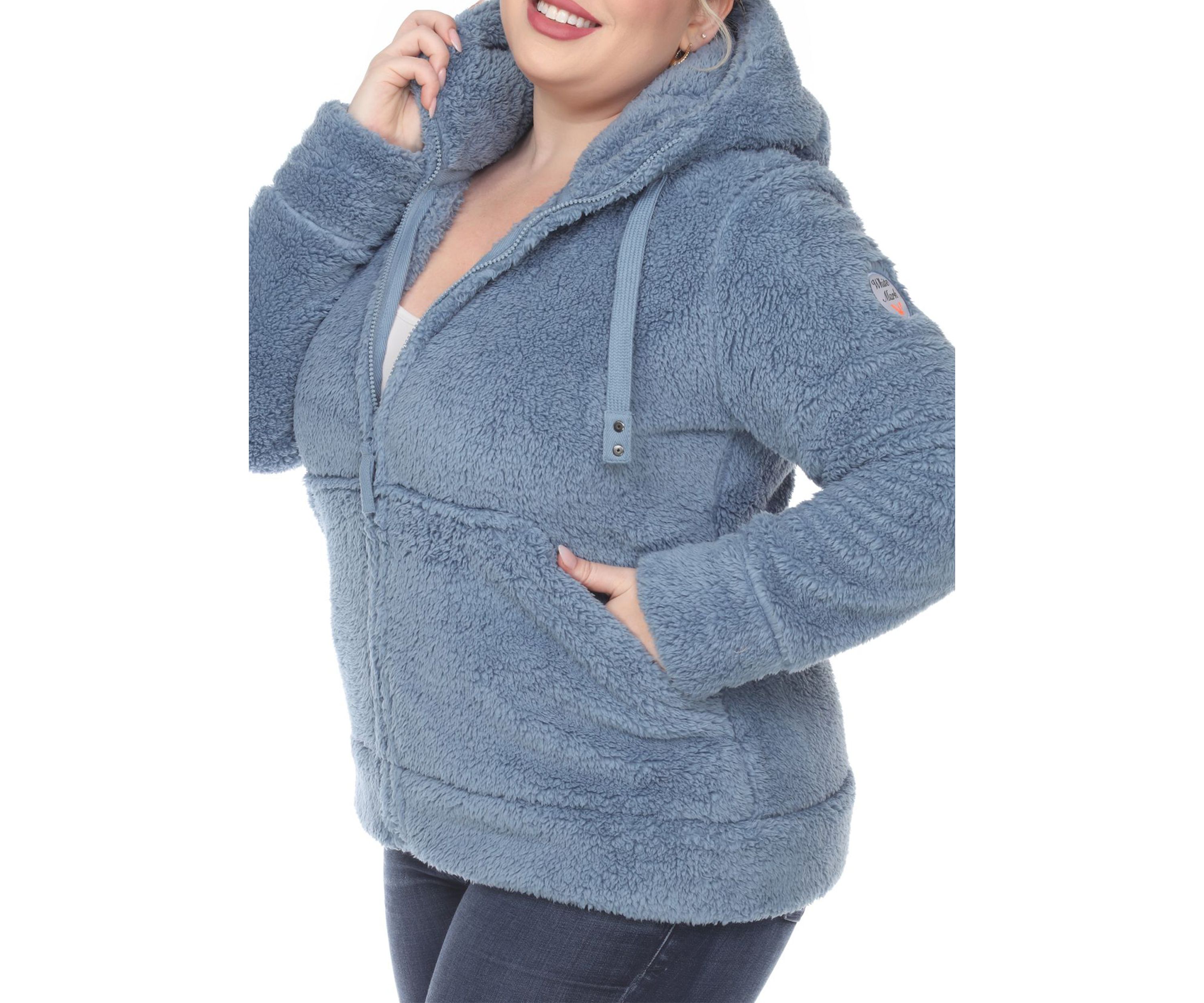 Plus Size Hooded Sherpa Jacket