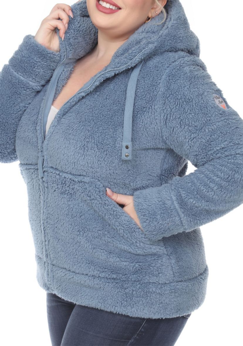 Plus Size Hooded Sherpa Jacket
