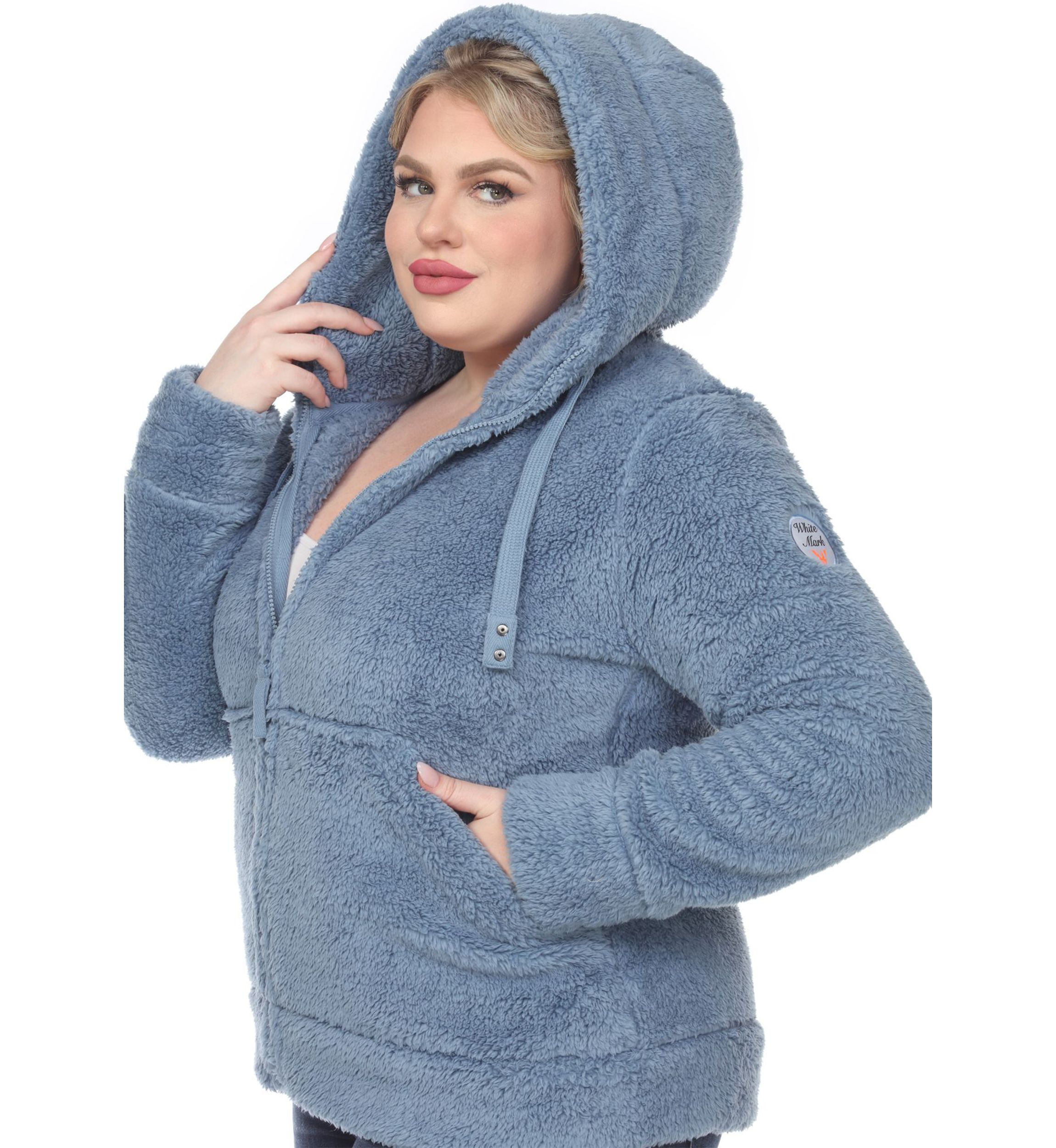 Plus Size Hooded Sherpa Jacket