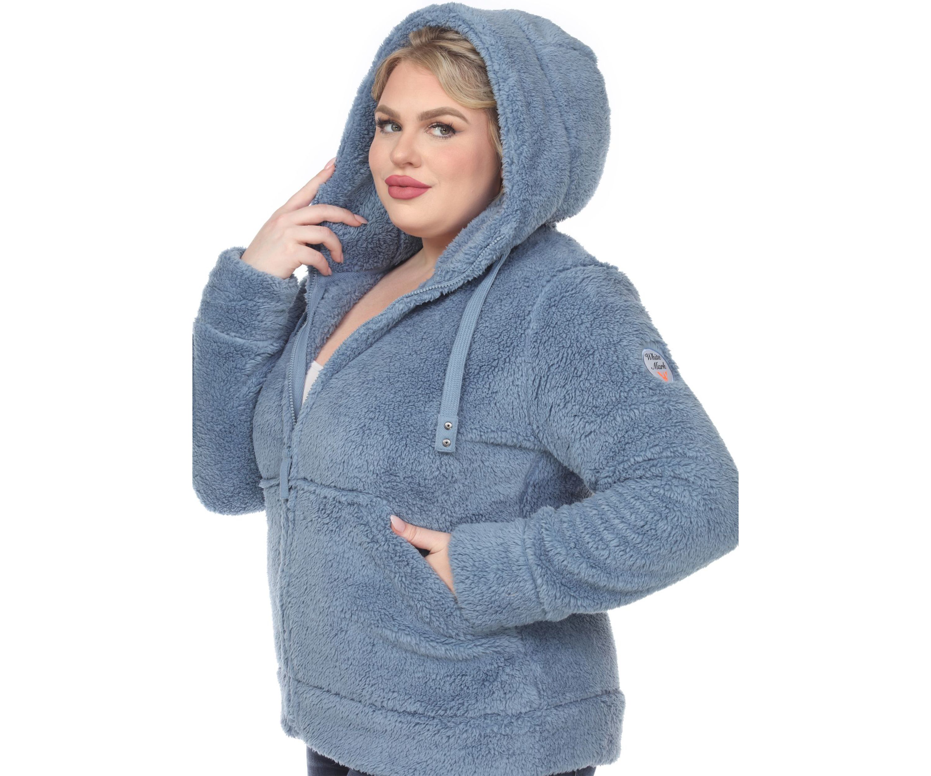 Plus Size Hooded Sherpa Jacket