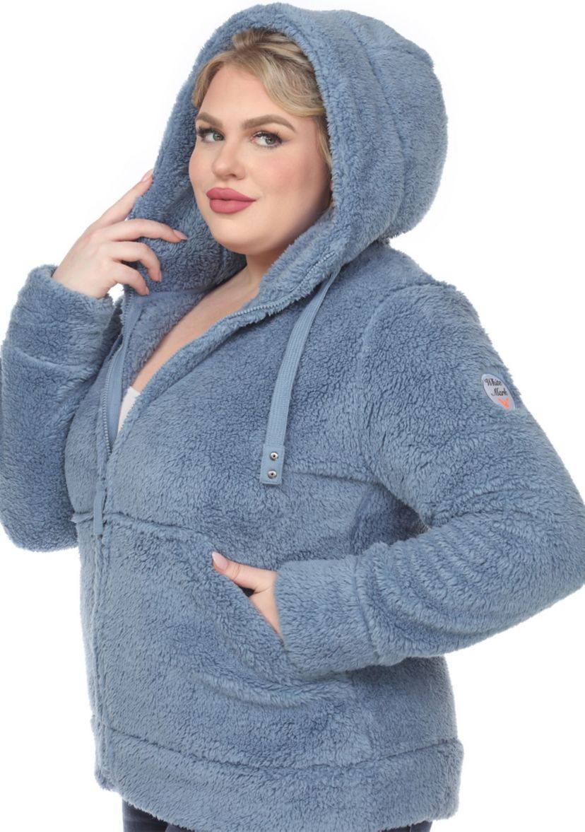 Plus Size Hooded Sherpa Jacket