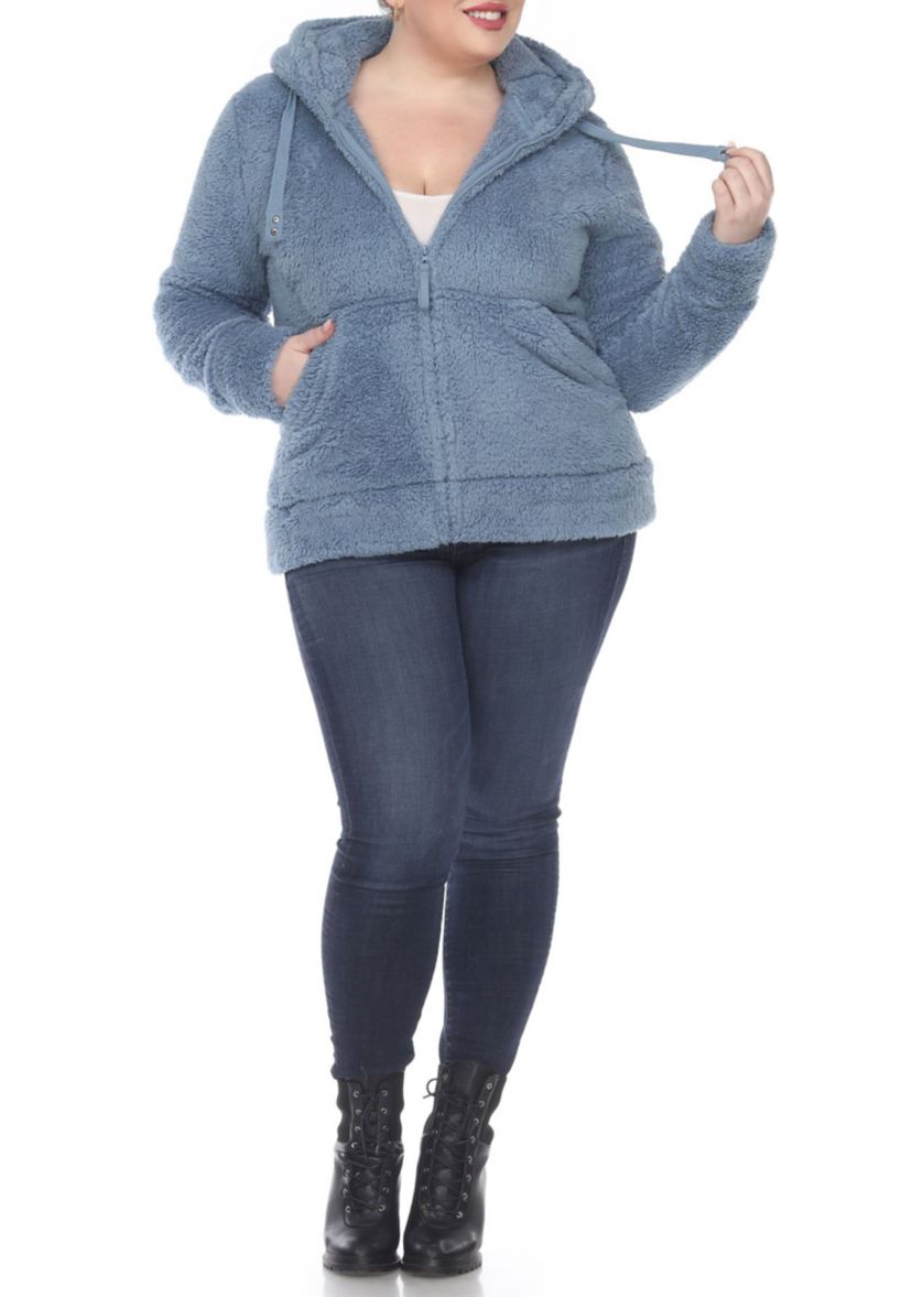 Plus Size Hooded Sherpa Jacket