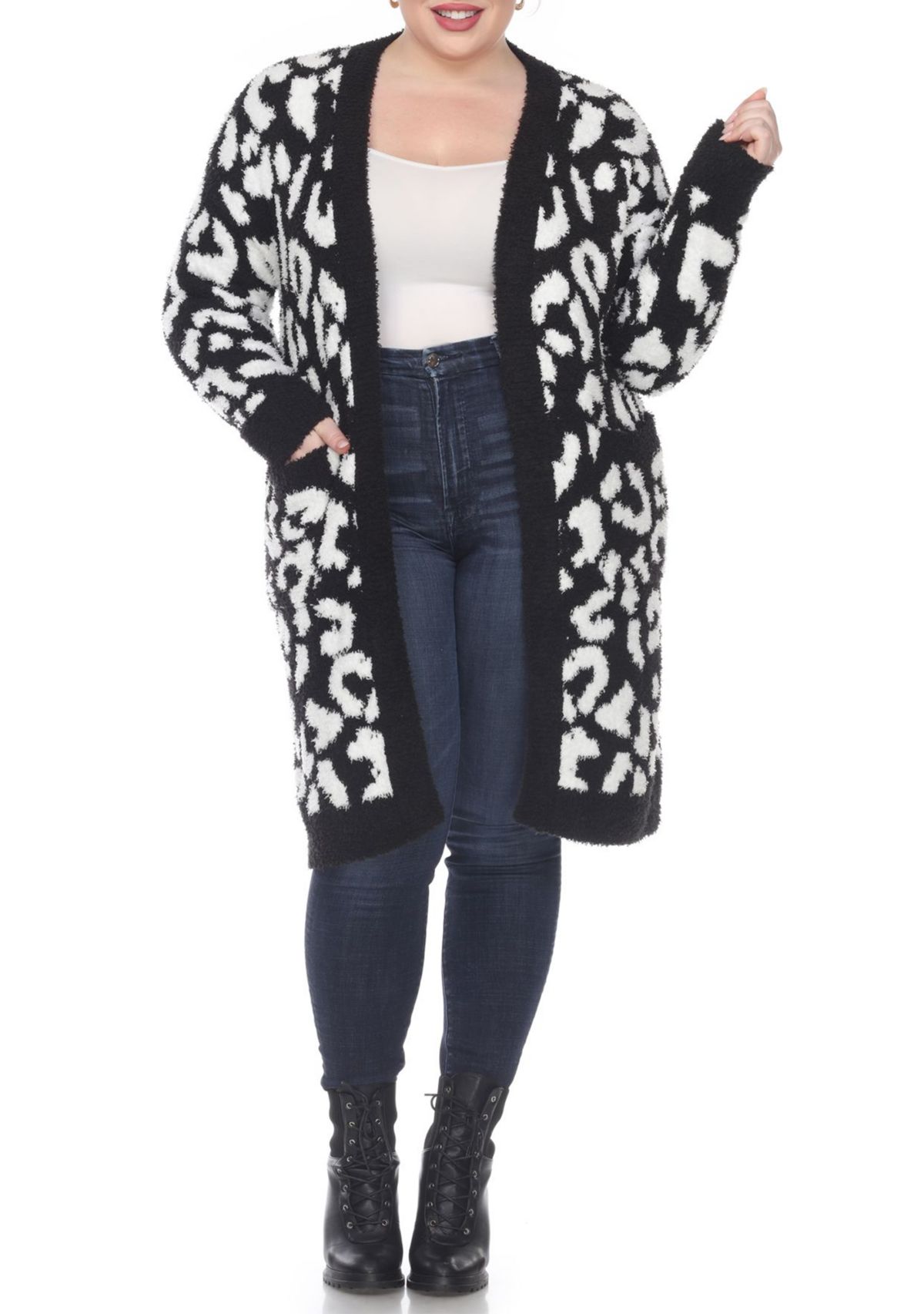 PS Leopard Print Open Front Sherpa Coat
