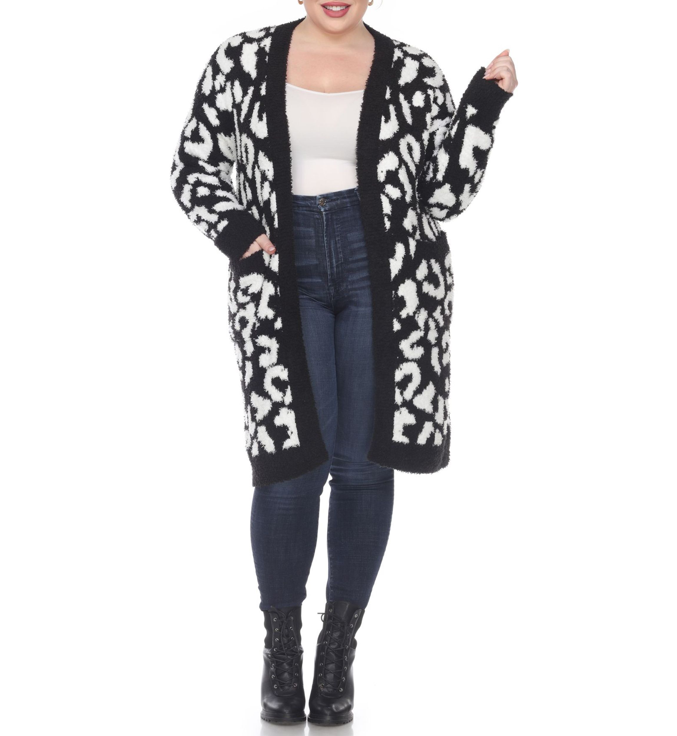PS Leopard Print Open Front Sherpa Coat