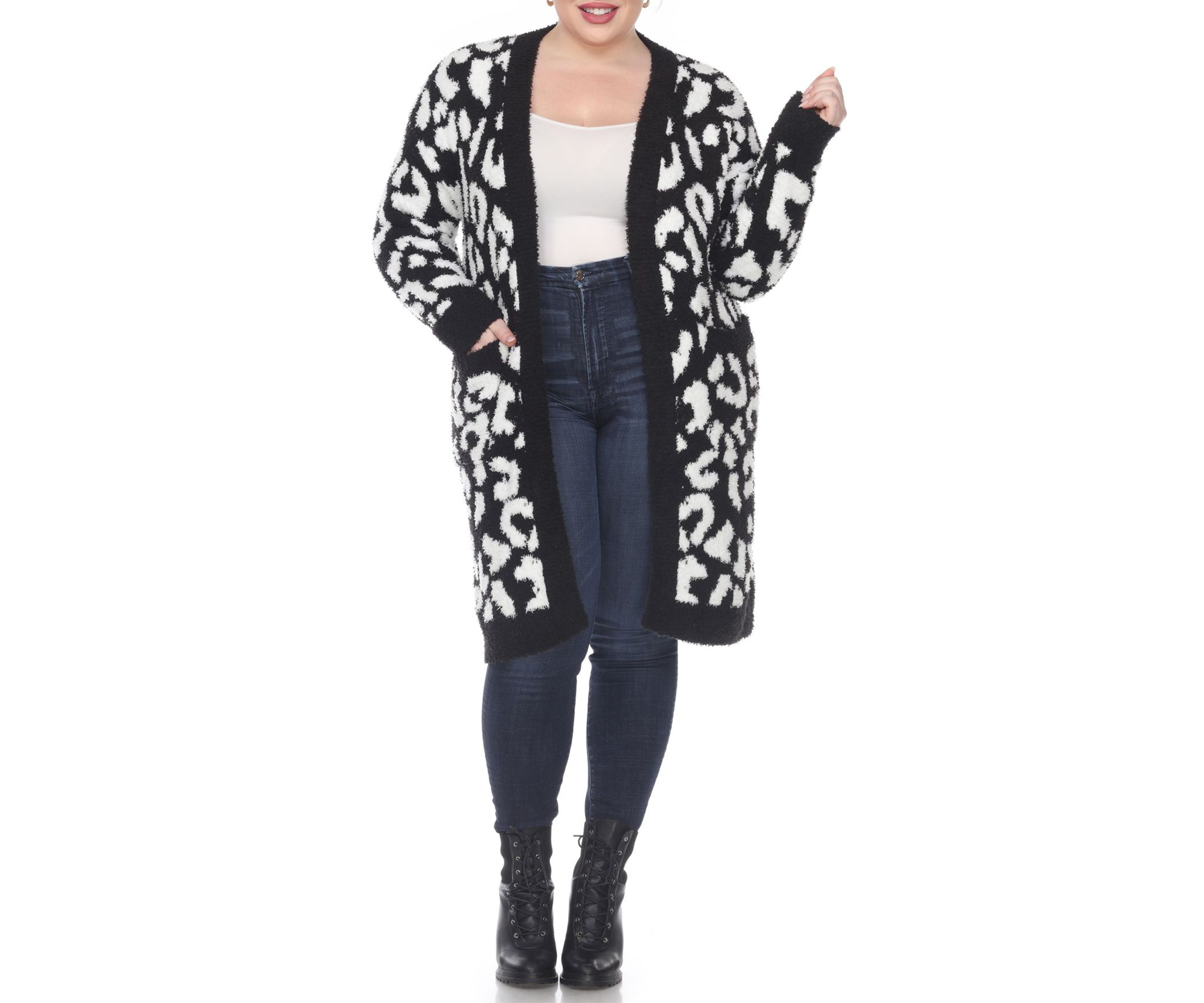 PS Leopard Print Open Front Sherpa Coat