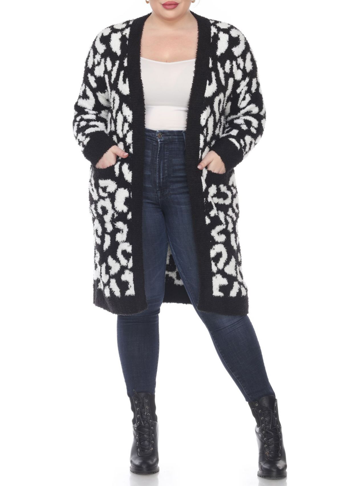 PS Leopard Print Open Front Sherpa Coat