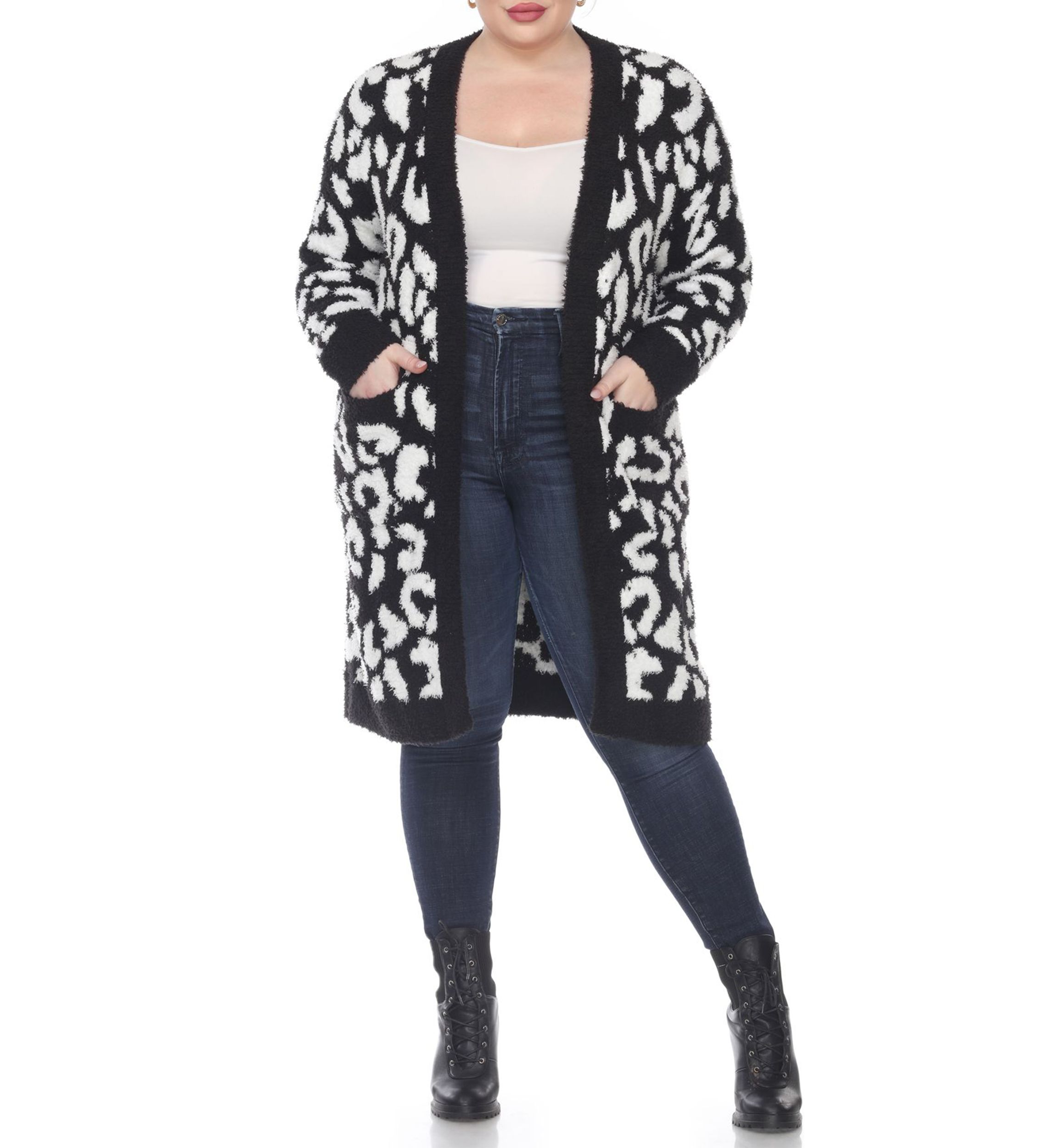 PS Leopard Print Open Front Sherpa Coat