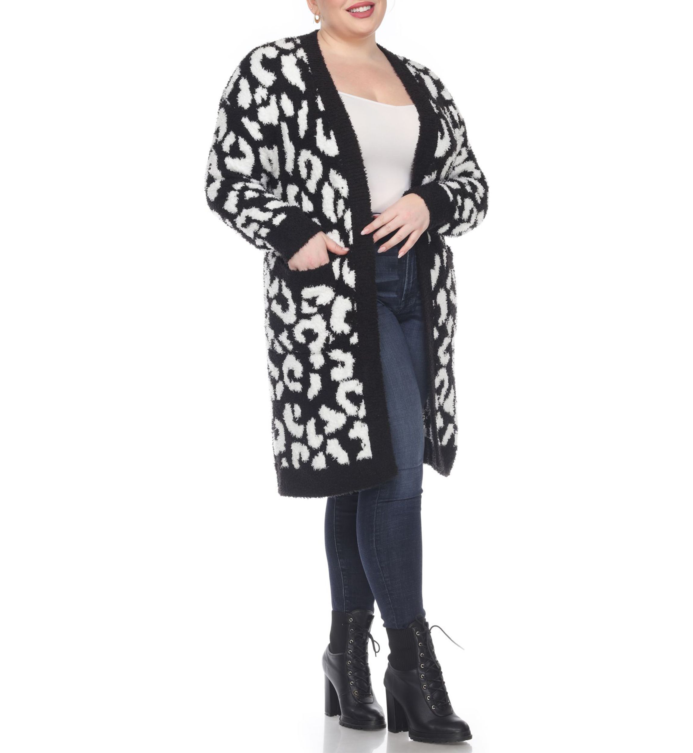 PS Leopard Print Open Front Sherpa Coat