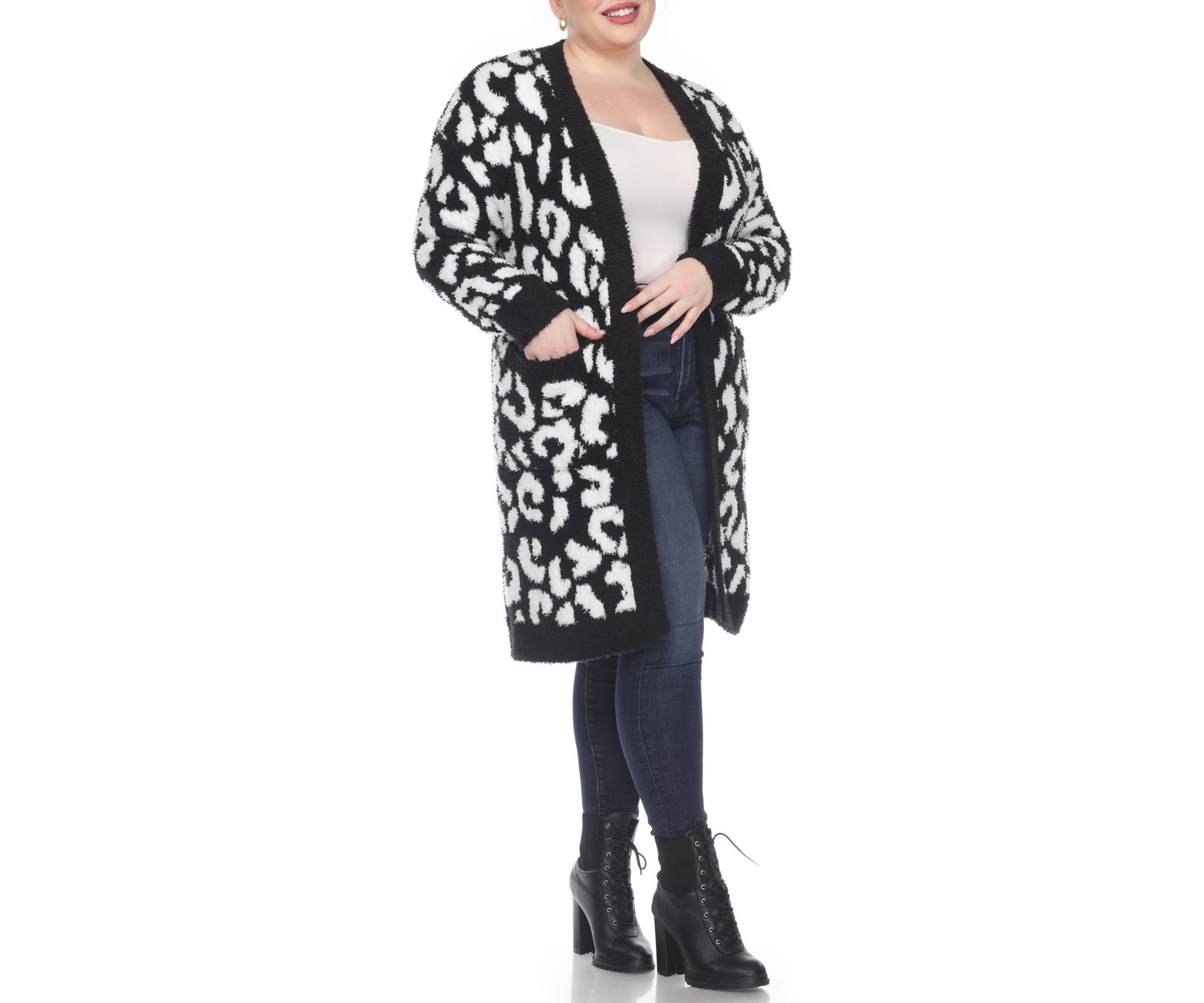 PS Leopard Print Open Front Sherpa Coat
