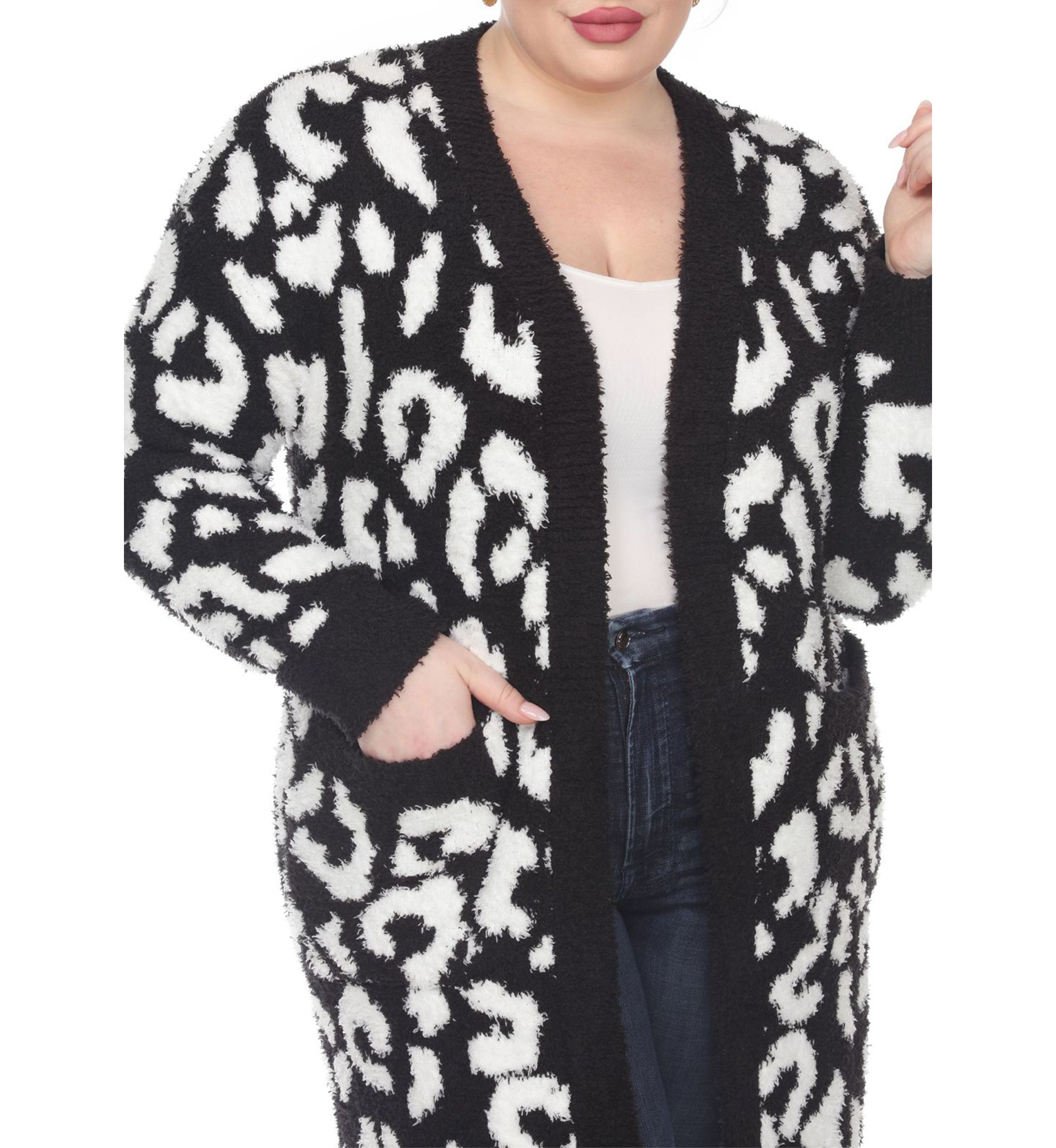 PS Leopard Print Open Front Sherpa Coat