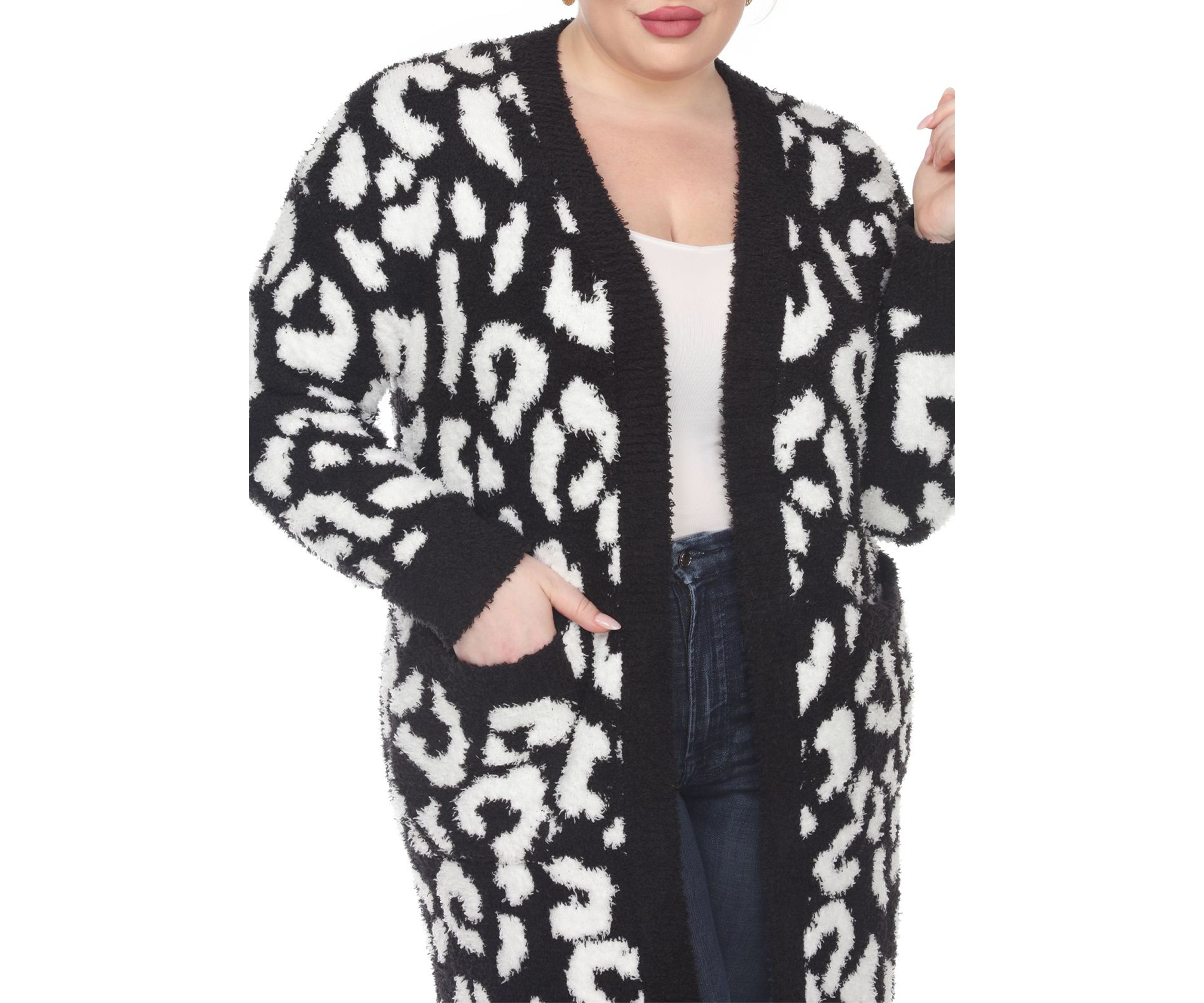 PS Leopard Print Open Front Sherpa Coat
