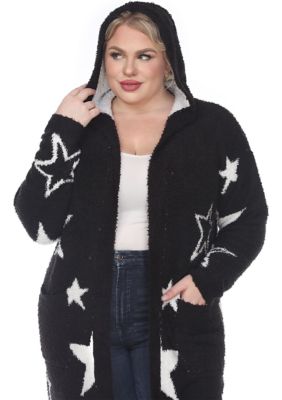 Plus Hooded Open Front Sherpa Coat