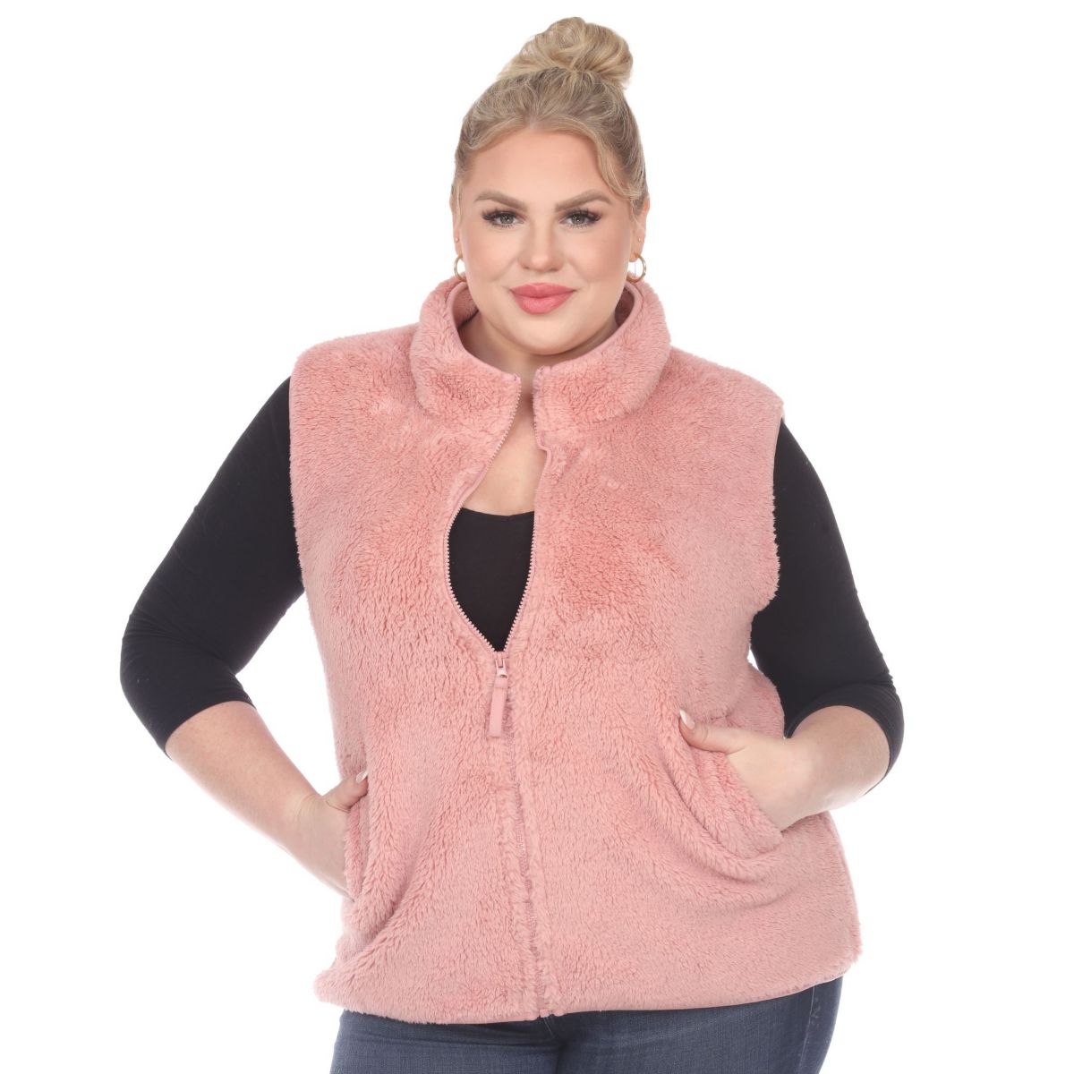 Plus Size Zip up sherpa vest