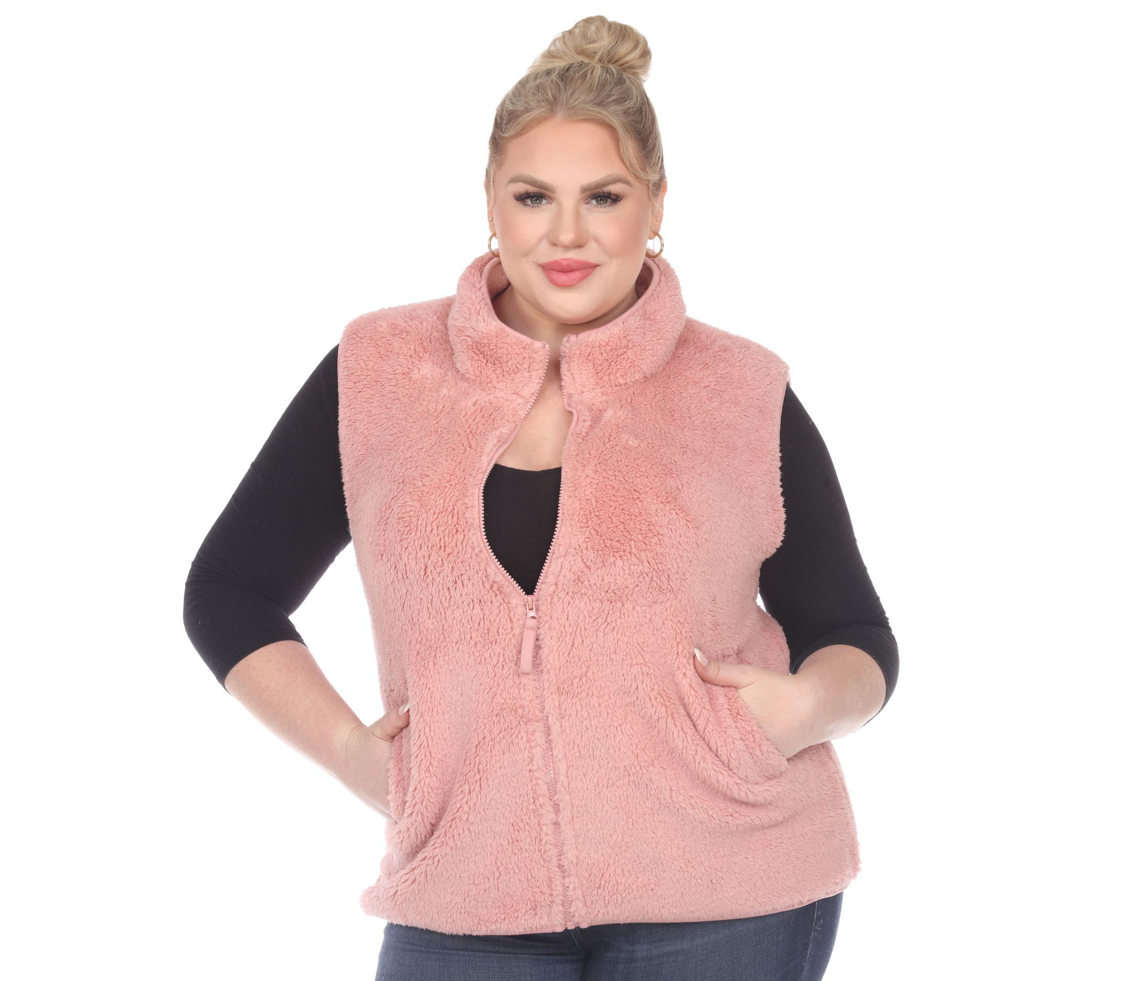 Plus Size Zip up sherpa vest