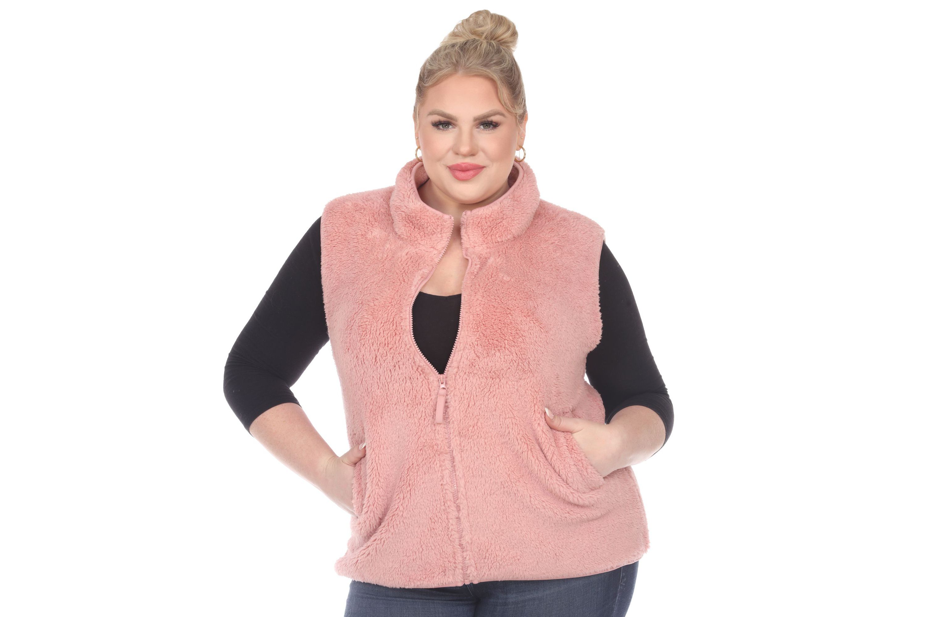 Plus Size Zip up sherpa vest