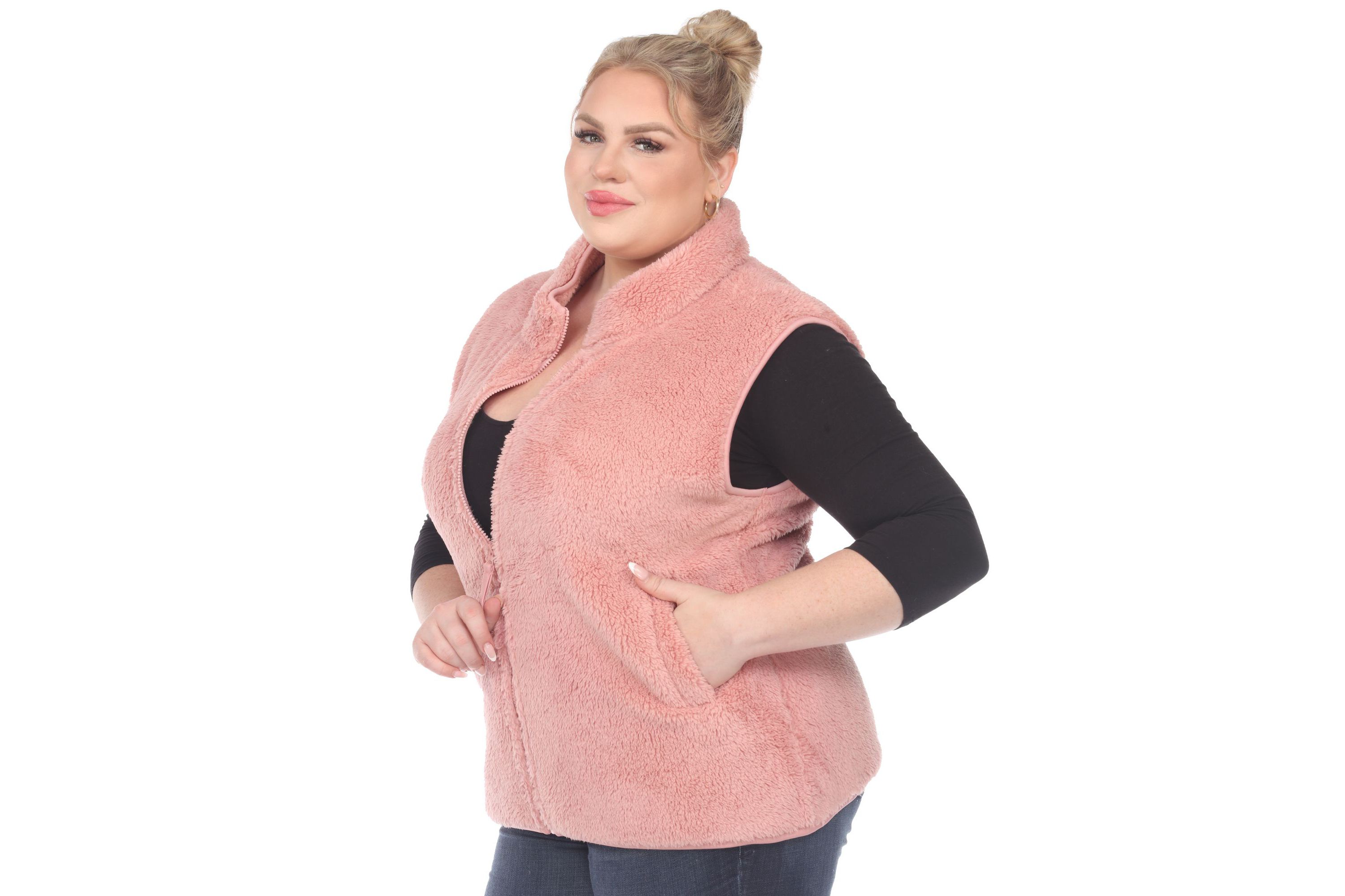 Plus Size Zip up sherpa vest