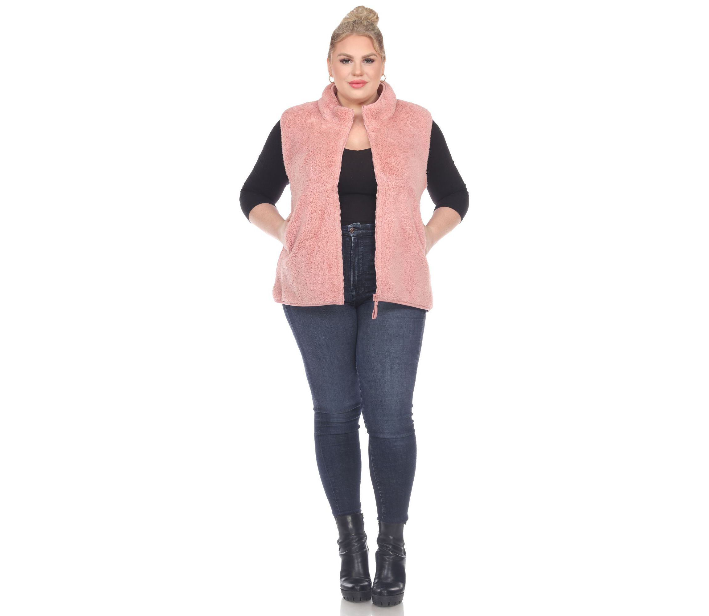 Plus Size Zip up sherpa vest