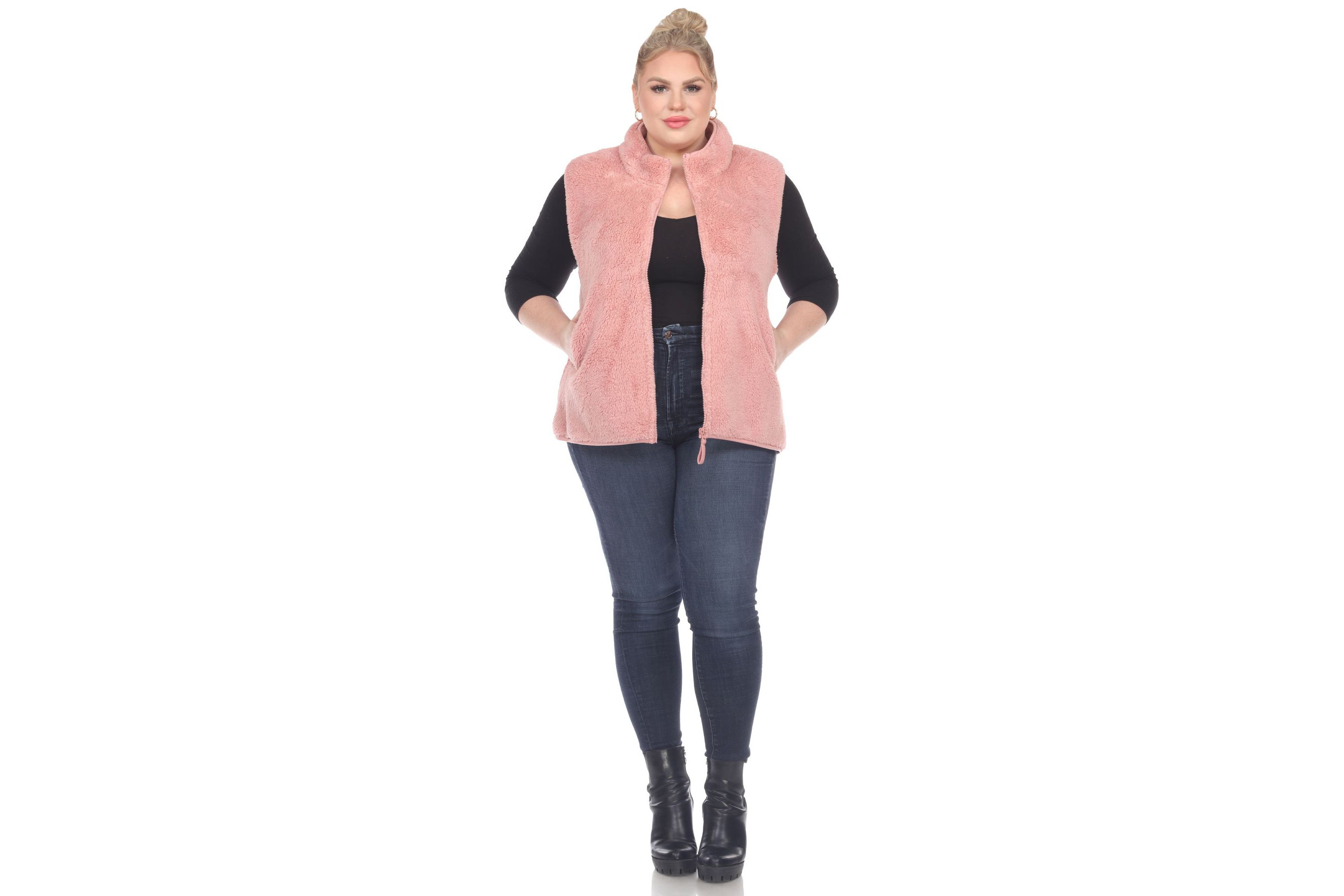 Plus Size Zip up sherpa vest