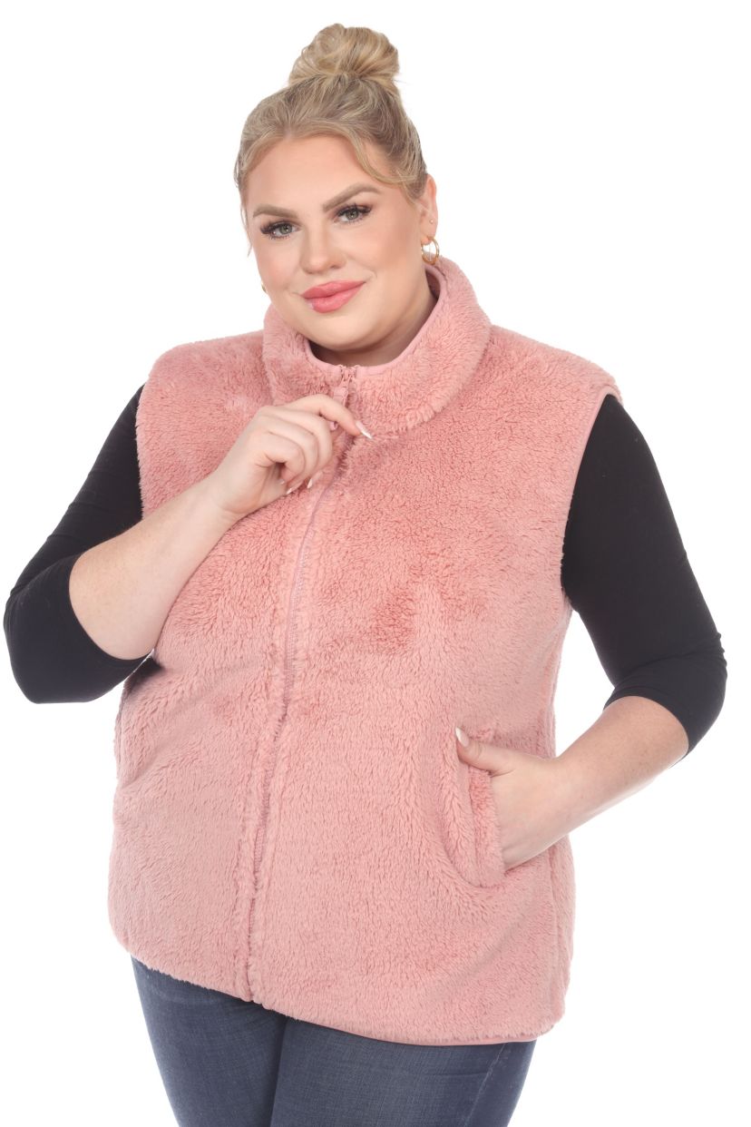 Plus Size Zip up sherpa vest