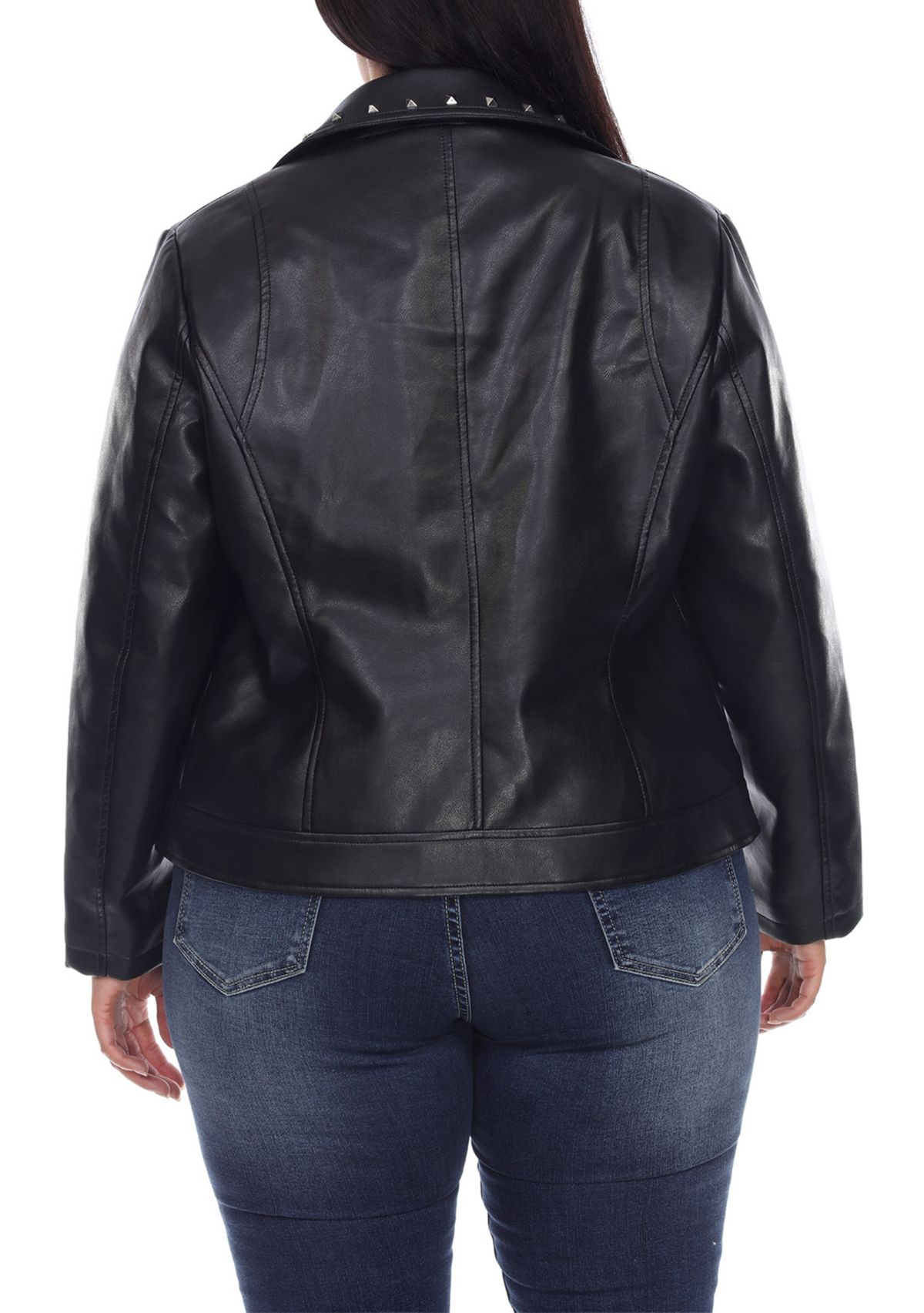 Plus Size PU Faux Leather Jacket