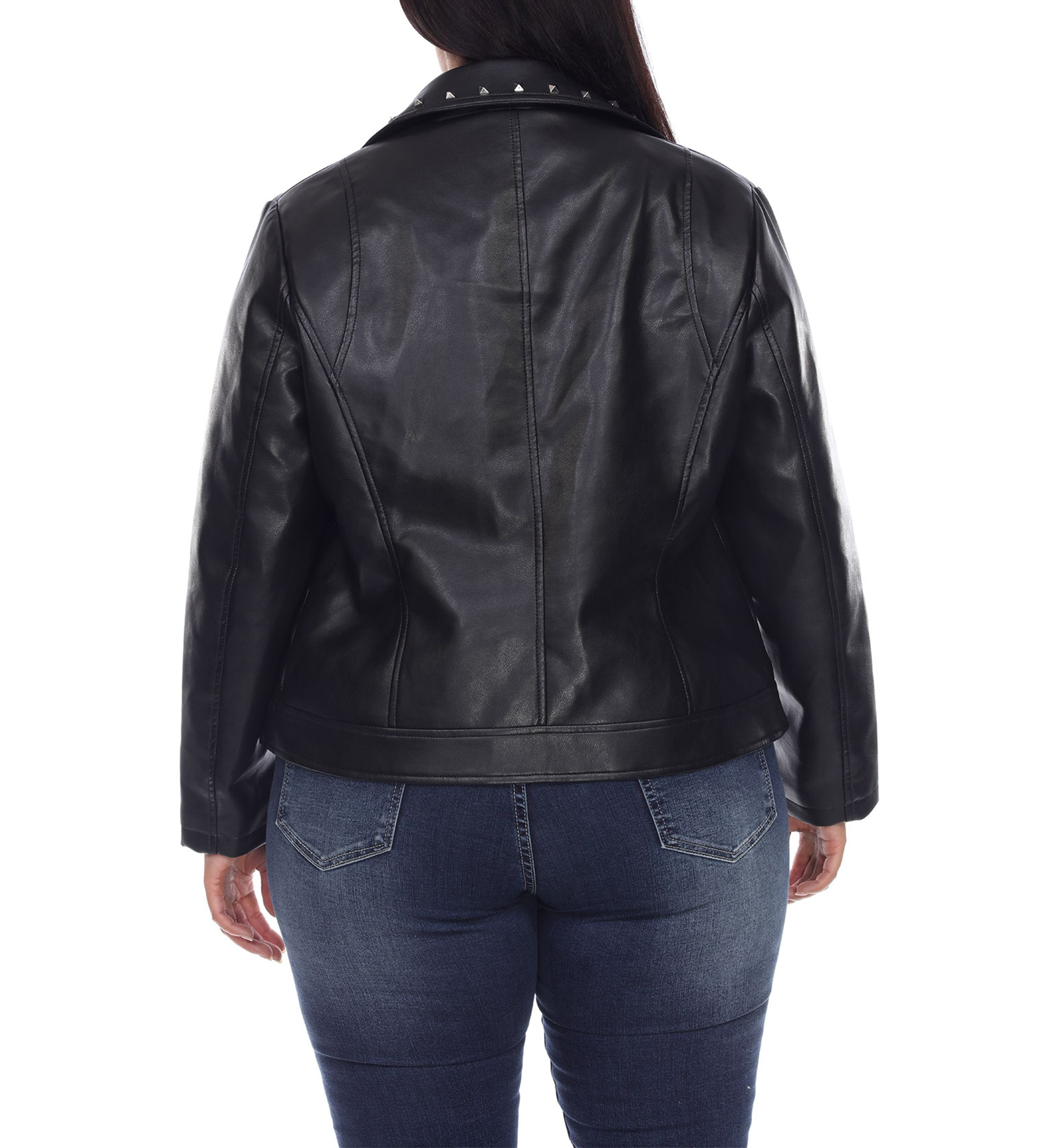 Plus Size PU Faux Leather Jacket