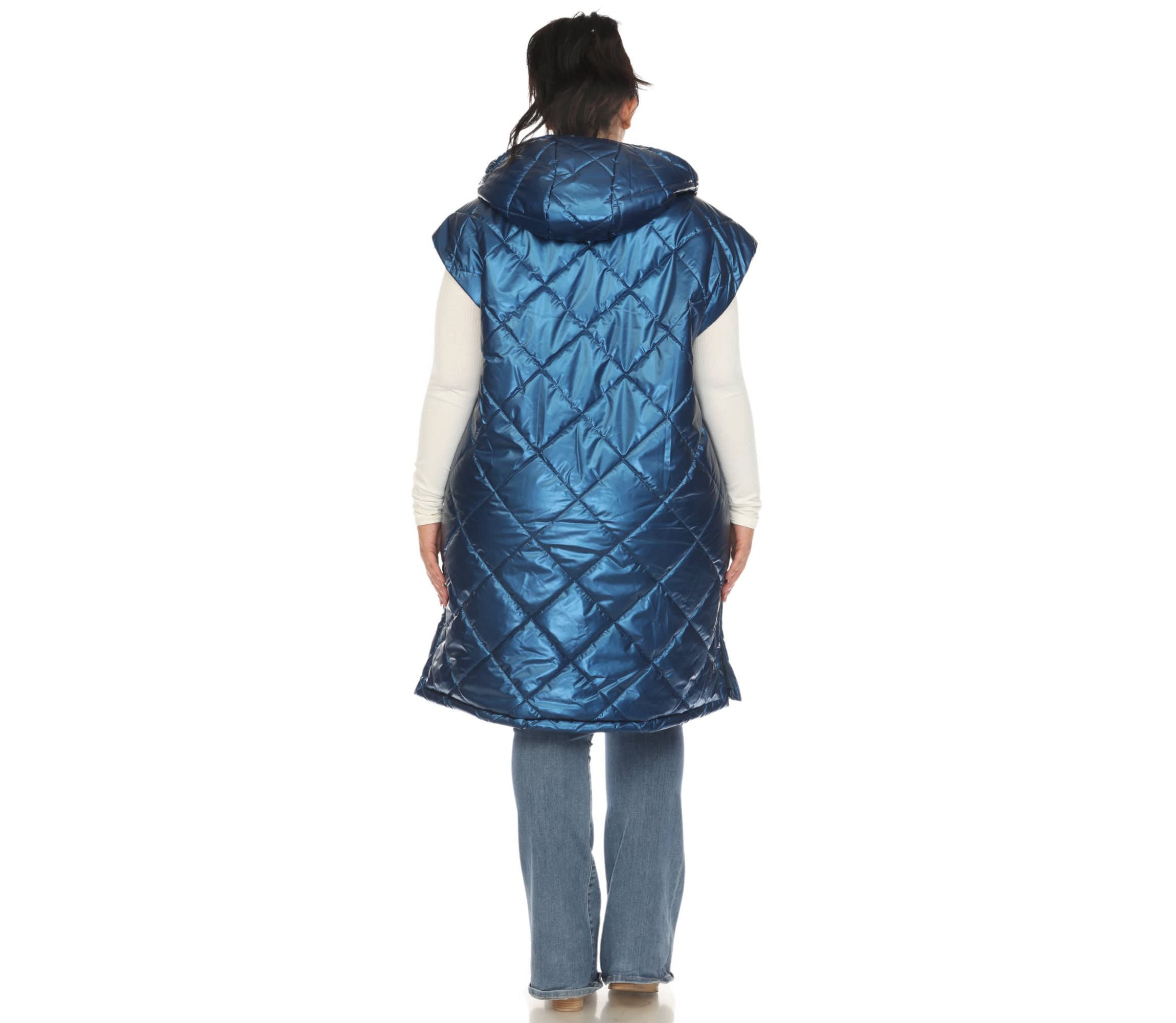 Plus Size Metallic Long Puffer Vest