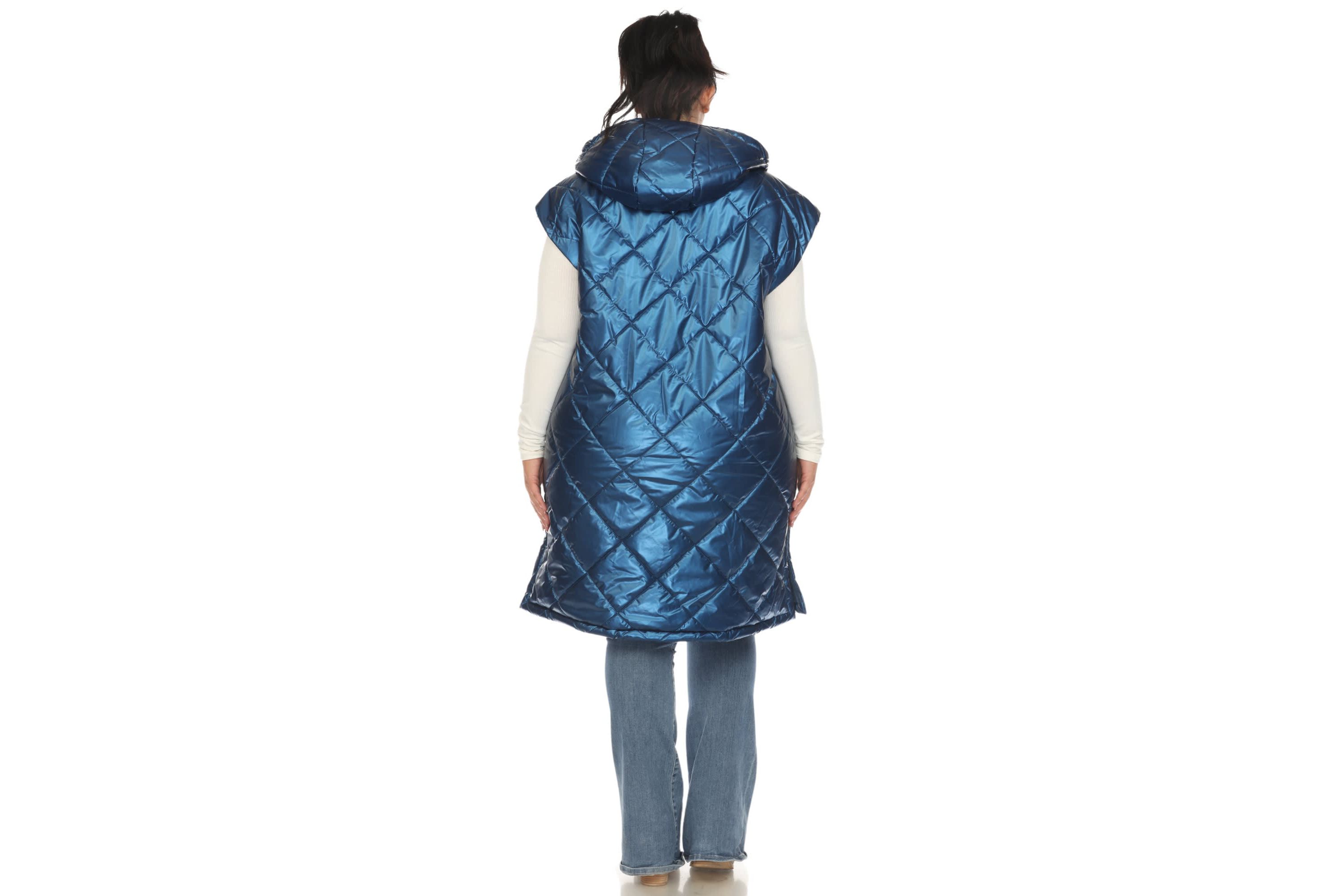 Plus Size Metallic Long Puffer Vest