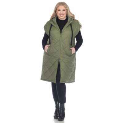 White Mark Women's Plus Size Diamond Quilted Hooded Puffer Vest, 3X