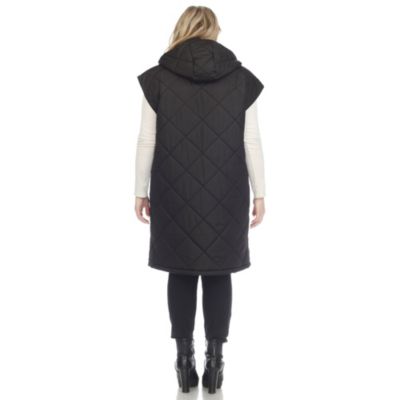 Plus Diamond Quilted Hooded Puffer Vest